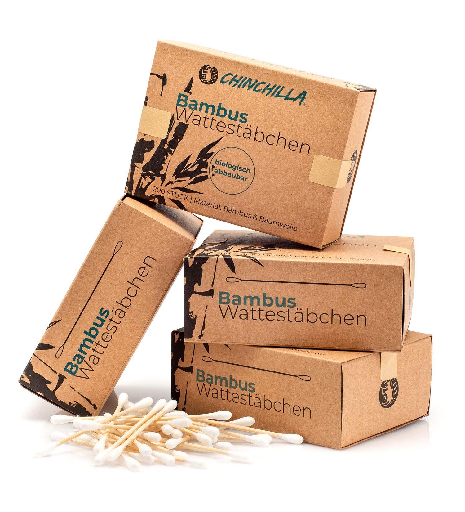 Chinchilla Bamboo Cotton Swabs - 200 Biodegradable Compostable Vegan & Sustainable | Eco-Friendly eCommerce - Buy Online on GoSupps.com