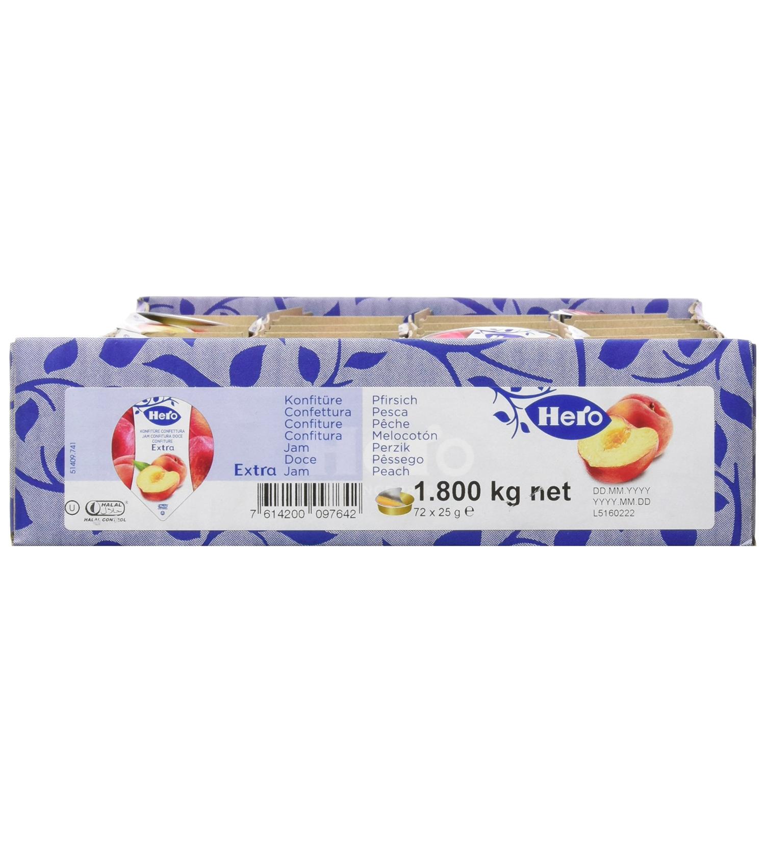 Hero Hero Peach Jam Portions. 72 units of 25g