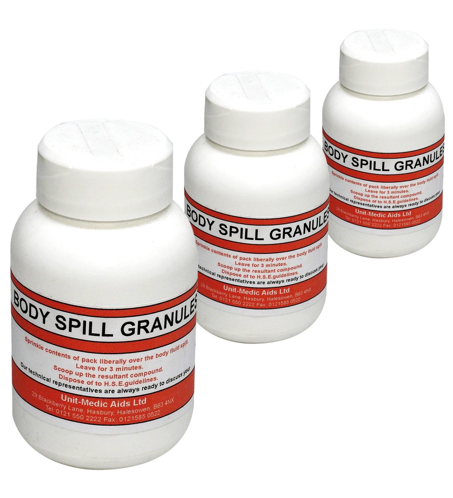 Qualicare Blood Body Fluid Spill Vomit Emergency Absorbent Granules 3 x 100g Bottle