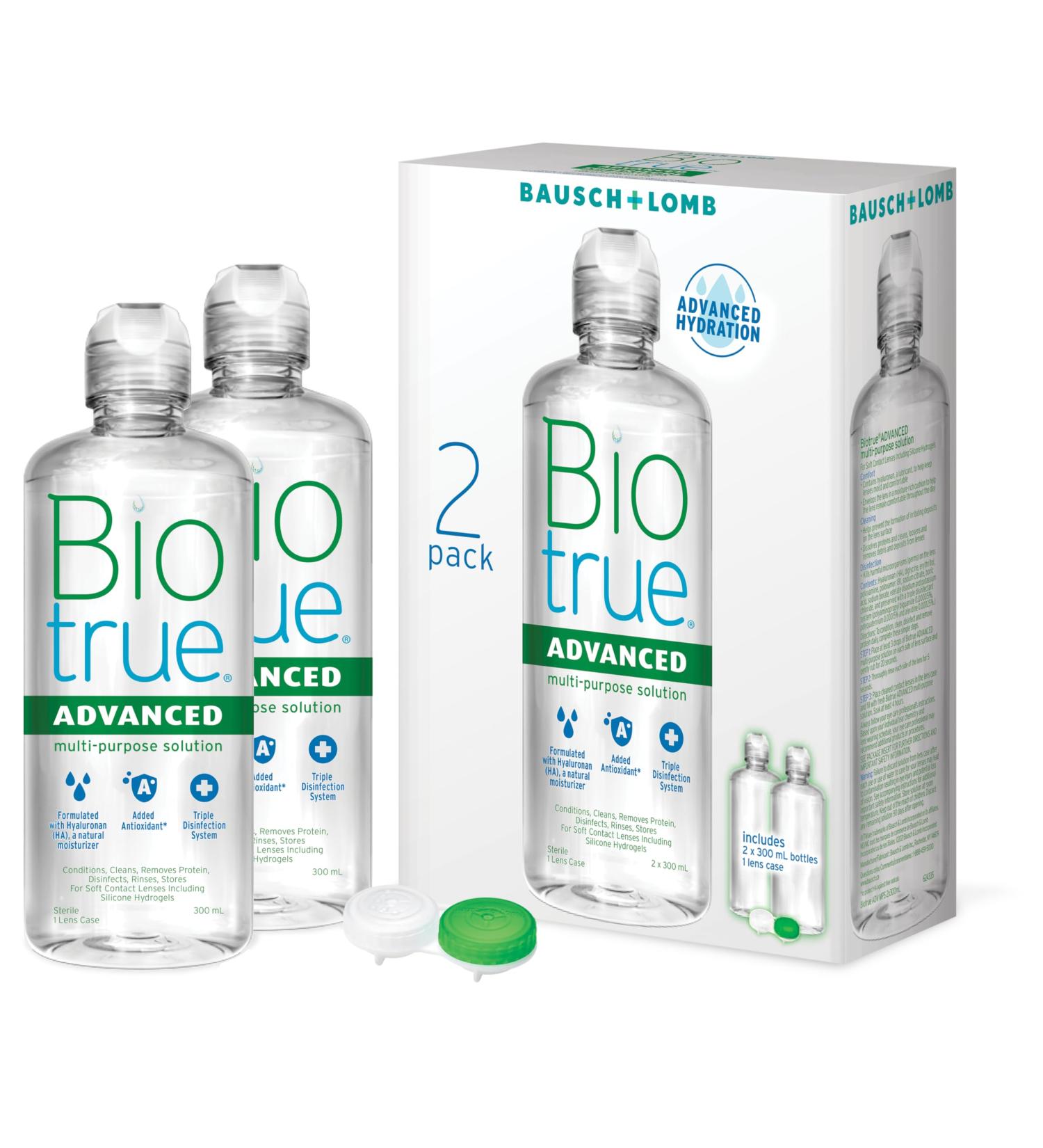 Biotrue Advanced Multi-Purpose Solution for Soft Contact Lenses 300 mL (Pack of 2) 300 mL (2 Pack) - Buy Online on GoSupps.com
