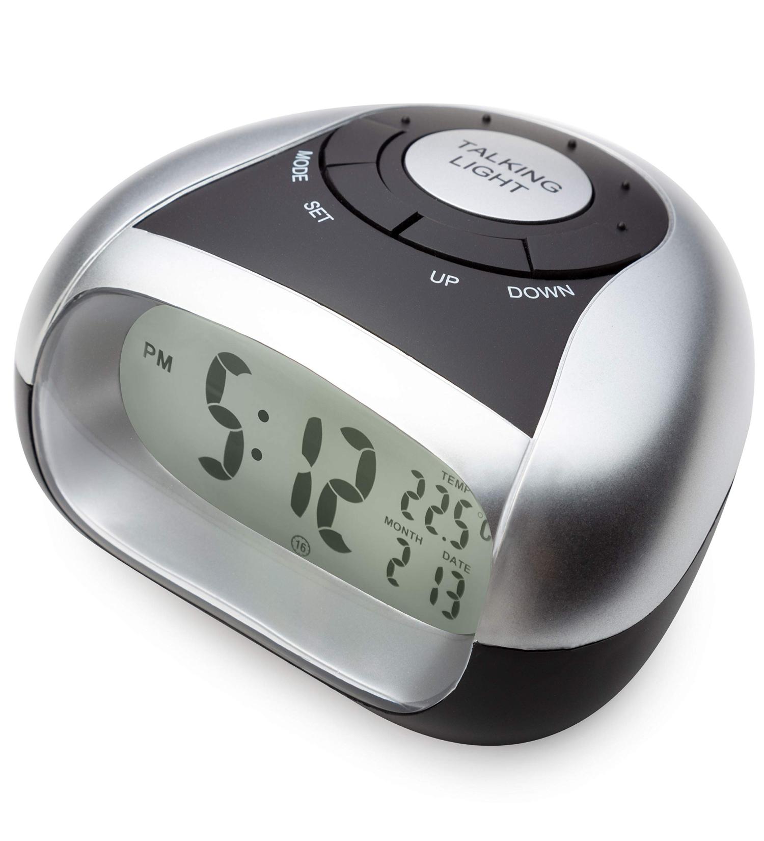 Loud Talking Alarm Clock with Time and Temperature - Ideal for Low Vision or Blind - Gray - Buy Online on GoSupps.com