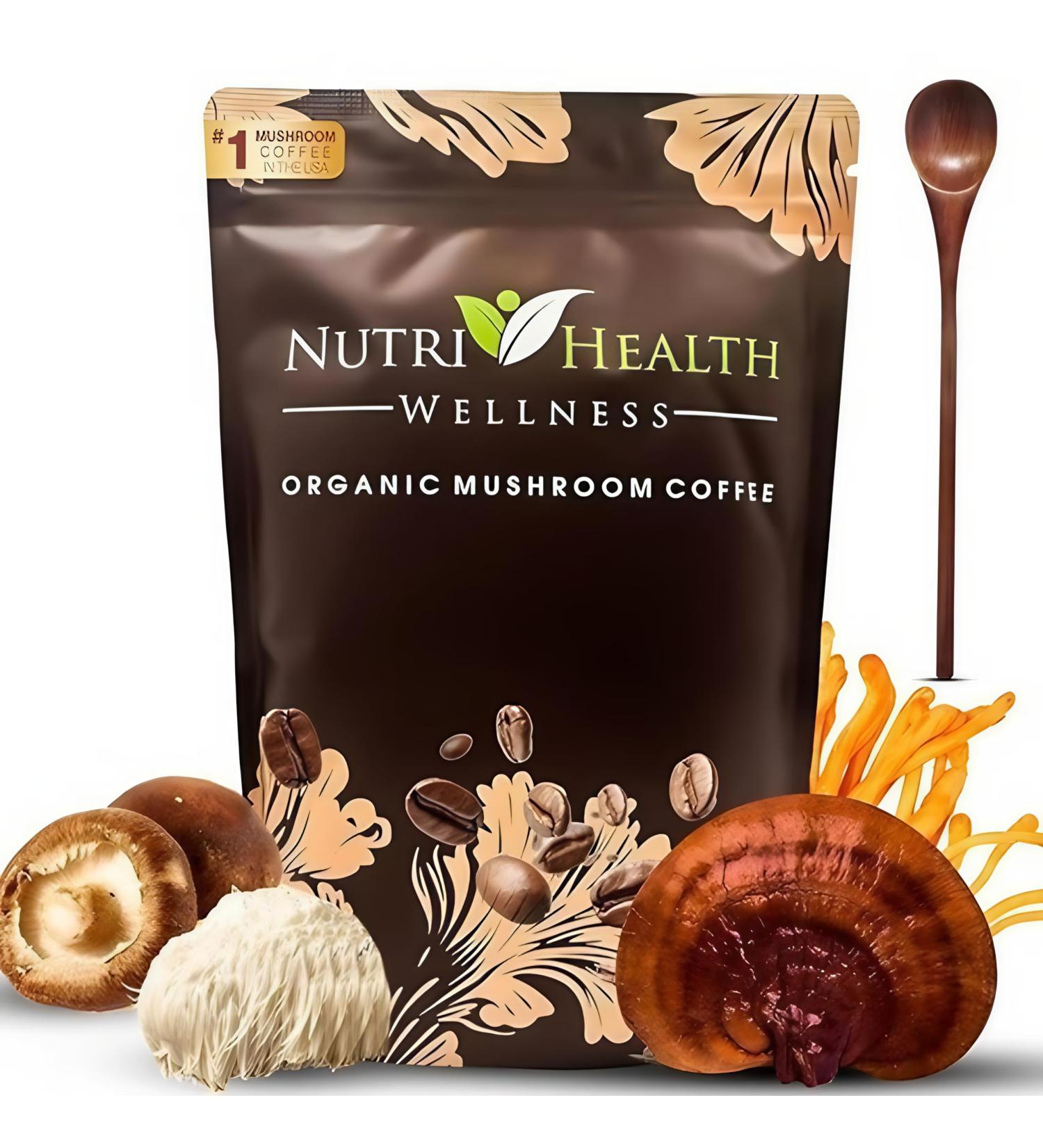 Premium Organic Mushroom Coffee with 6 Adaptogens MCT Oil Lions Mane Turkey Tail Chaga Reishi & Cordyceps | Instant Vegan Coffee for Energy Focus Digestion & Immunity | 30 Servings Pack of 1 - Buy Online on GoSupps.com