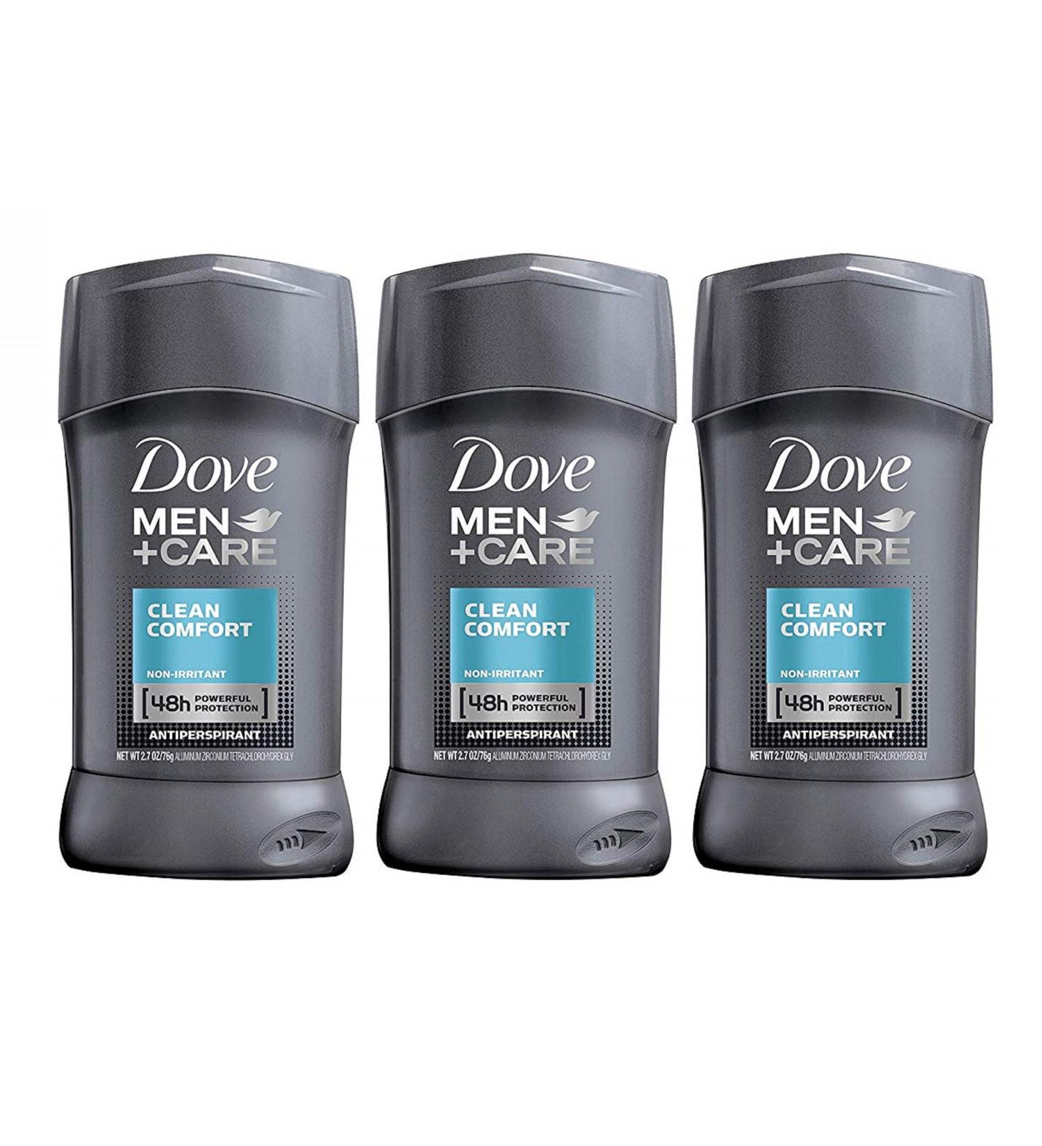 Dove Men + Care Antiperspirant - Clean Comfort - Non-Irritant - 2.7 OZ (76g) - Pack of 3 - Buy Online on GoSupps.com