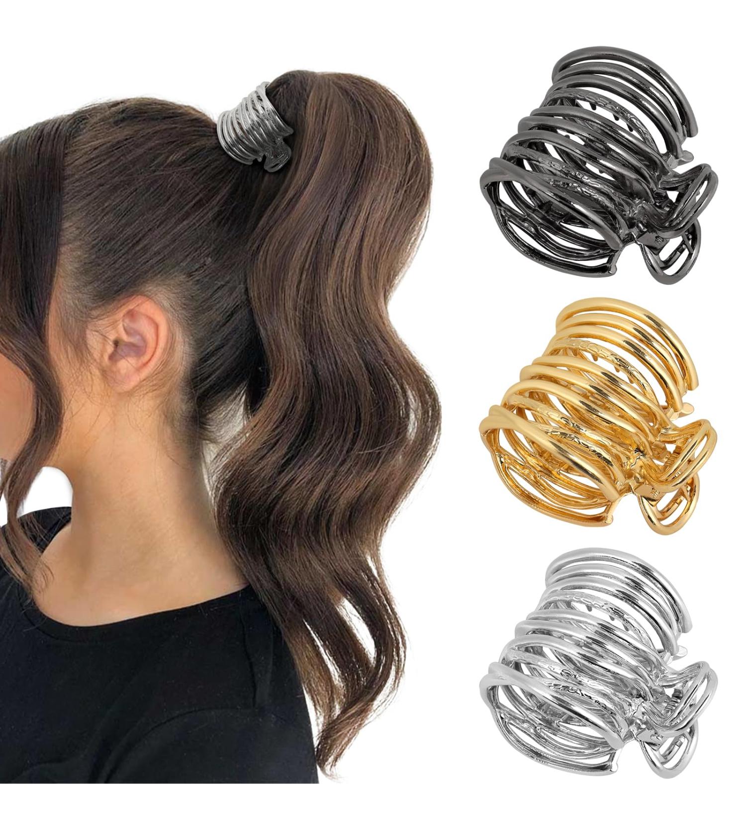 Stylish Metal Propog Hair Clips for Women | Non-Slip High Ponytail Accessories | Gold Silver Black - Perfect for Thick & Thin Hair - Buy Online on GoSupps.com