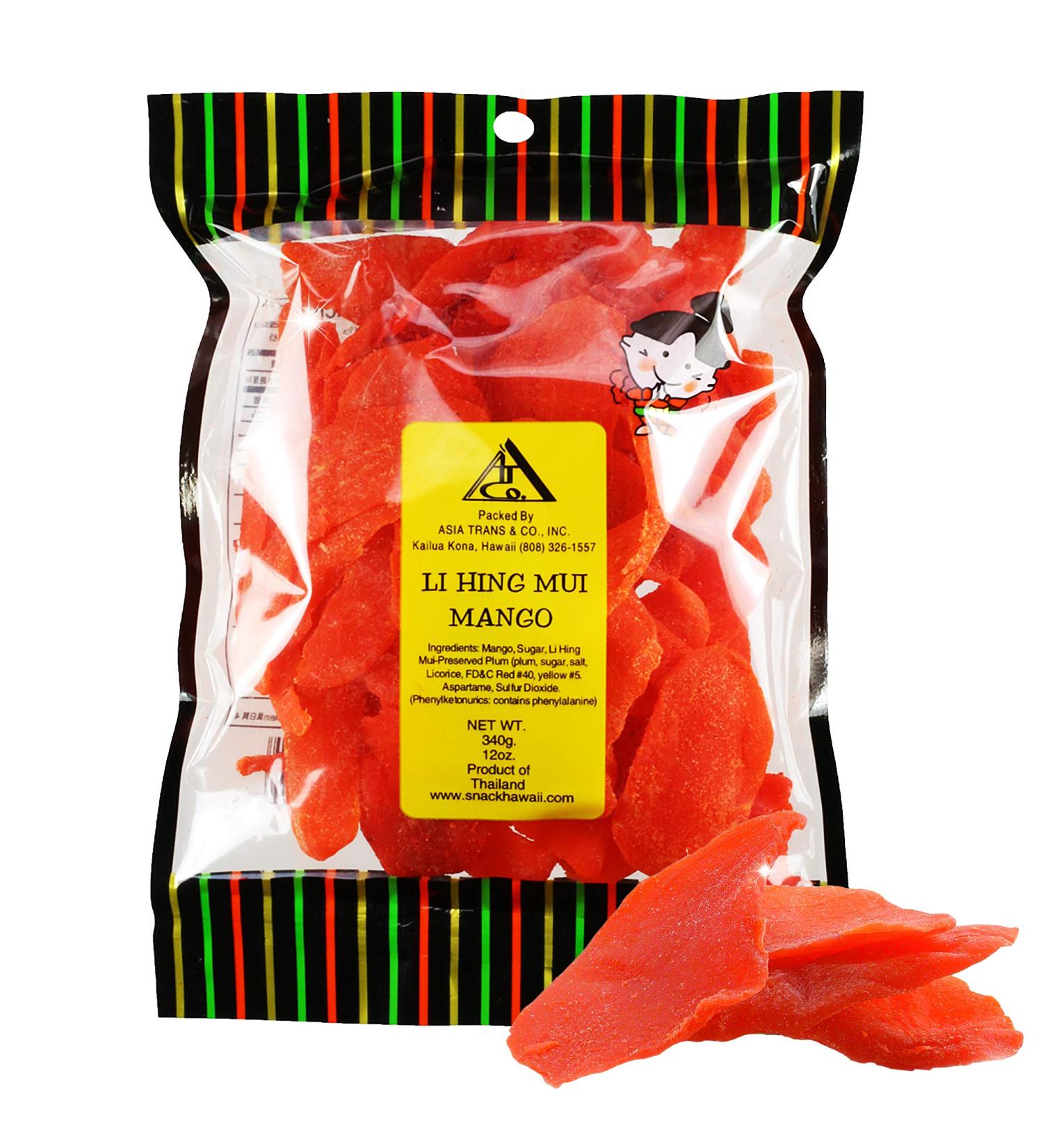 Asia Trans Li Hing Mui Dried Mango | Hawaiian Favorite | Naturally Sweet Dried Fruit Candy with Asian Plum Powder 12 Ounce (Pack of 1) - Buy Online on GoSupps.com