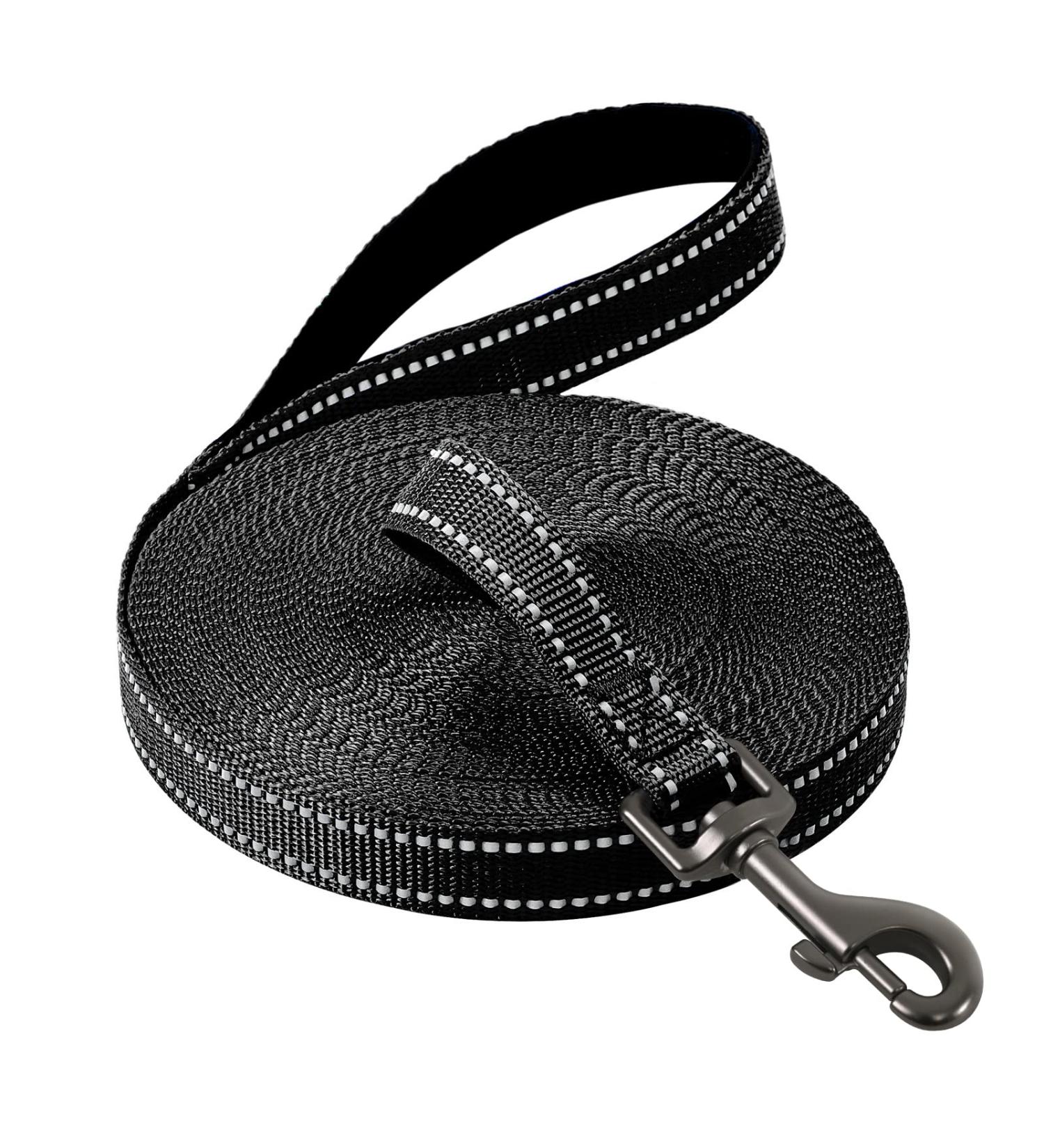 COMSLE Long Dog Training Leads - Strong Nylon Leash for Pet Recall & Obedience - 15m/49.5ft Black - Buy Online on GoSupps.com