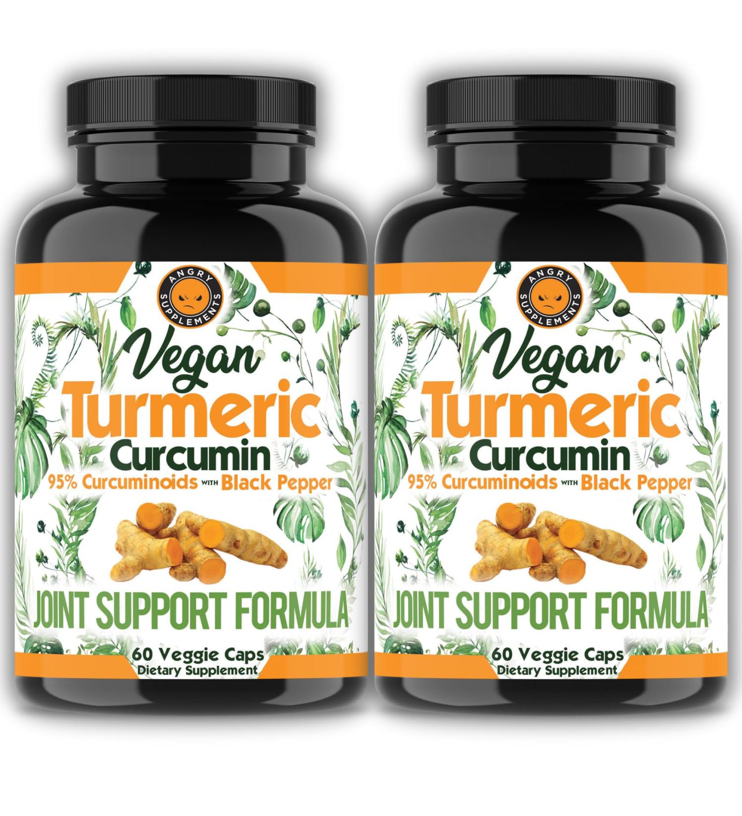 Vegan Turmeric Curcumin with Black Pepper Extract (60 Capsules-2 Month Supply) 95% Curcuminoids - All Natural Powerful Antioxidant for Joint Support and Relief (2-Bottles 4-Month Supply) - Buy Online on GoSupps.com