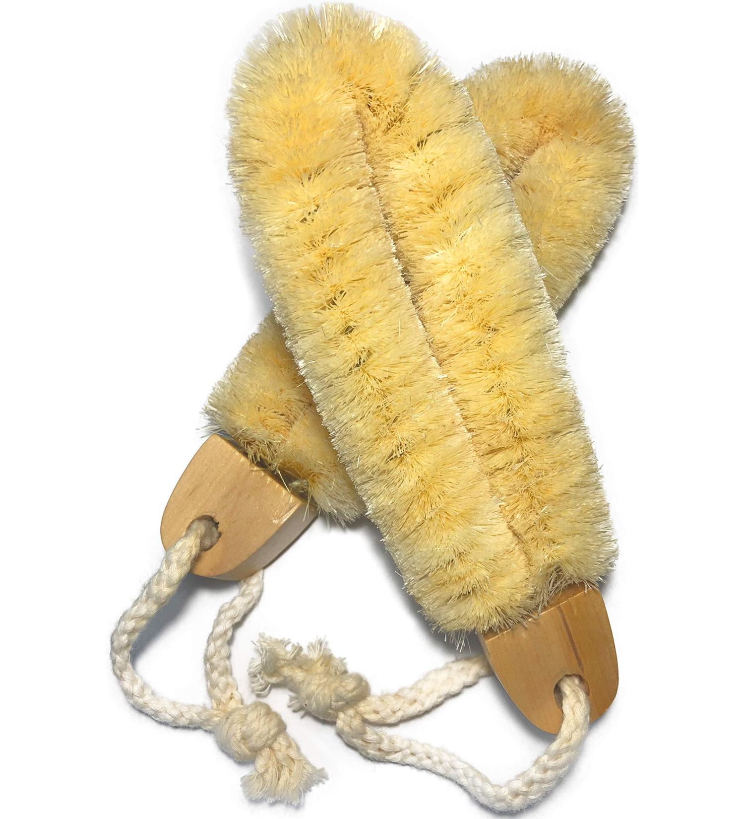 2PACK QUALITY SISAL All Natural Spa Foot Brush With Wooden Handle For Men & Women - Dry or Wet Use - 7.3 Length