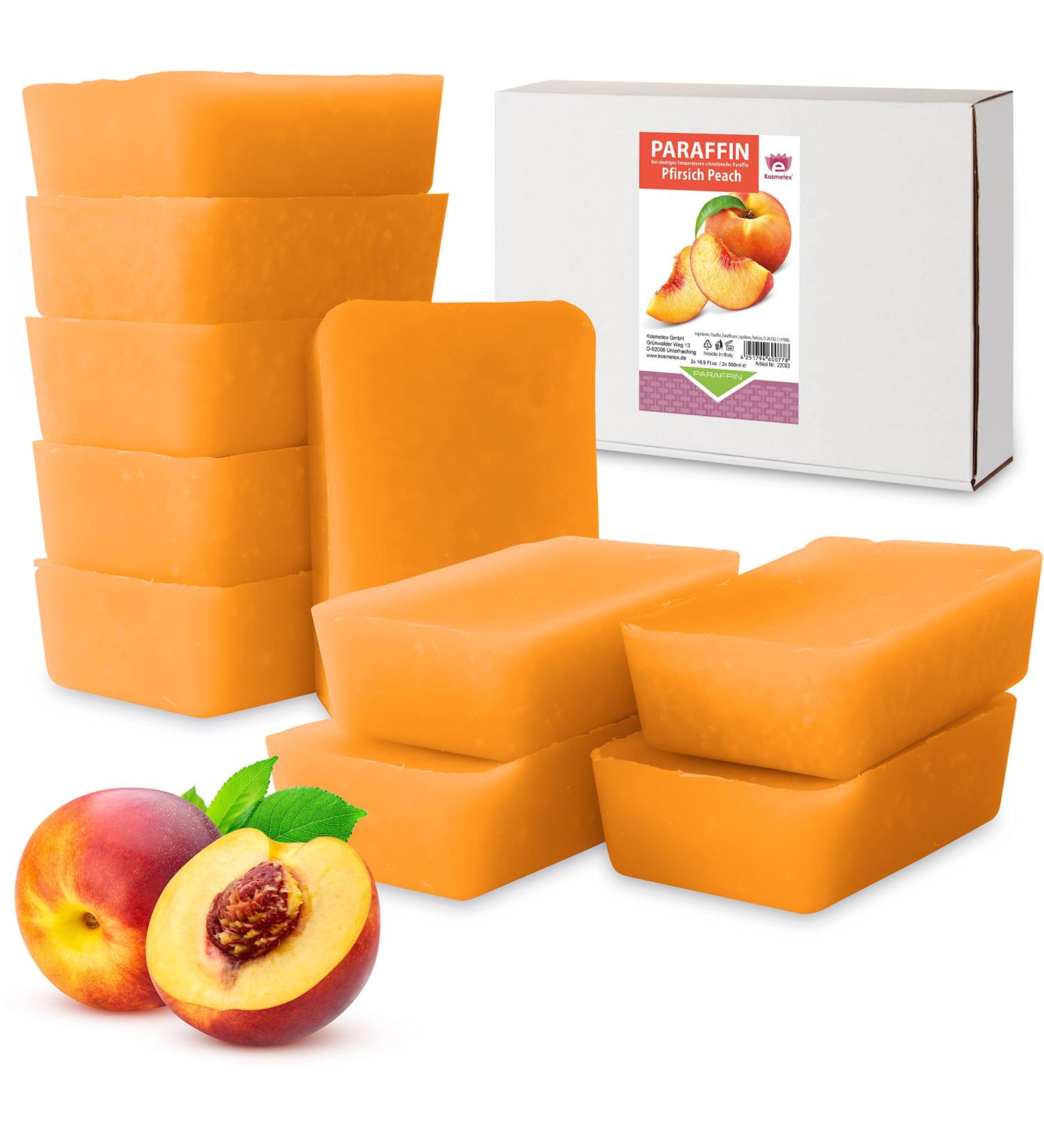 Kosmetex Paraffin Bath Peach - 10x500ml Heating Wax for Hands & Feet - Moisturizing Paraffin Wax Block for Wax Warmer - Buy Online on GoSupps.com
