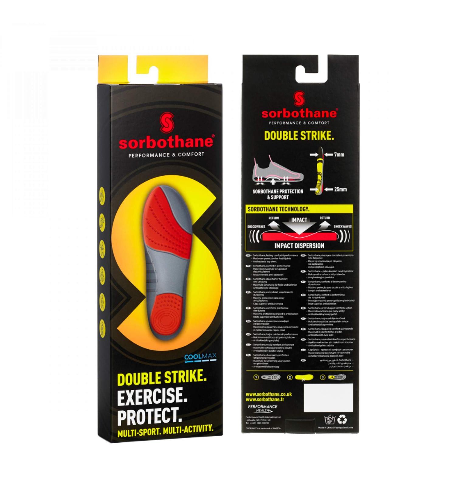Sorbothane Double-Stitched Insoles - Yellow EU 44-45 (UK 10) | Premium Comfort for All-Day Support - International Shipping Available - Buy Online on GoSupps.com
