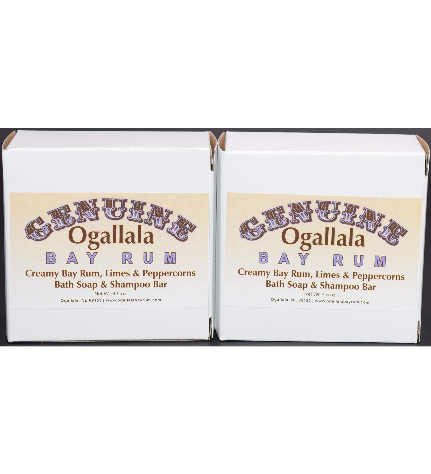 Two (2) Genuine Ogallala Bay Rum Limes & Peppercorns Bath Soap/Shampoo Bar- 4.5 oz each