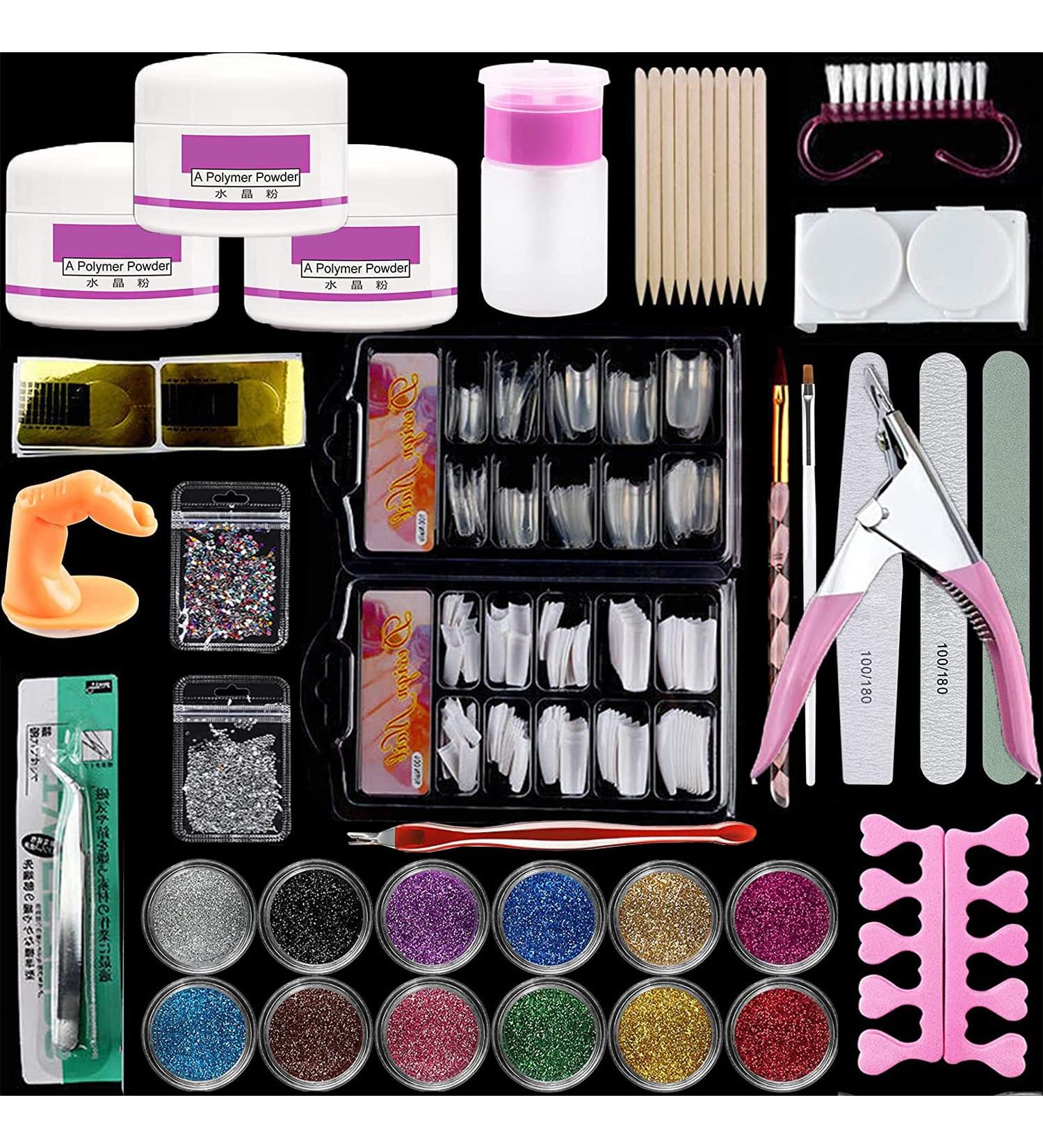 TEEROVA Acrylic Nail Kit for Beginners Professional Nail Acrylic Powder Glitter Nail Art False Nail Tips Decoration Tools Manicure Set - Buy Online on GoSupps.com