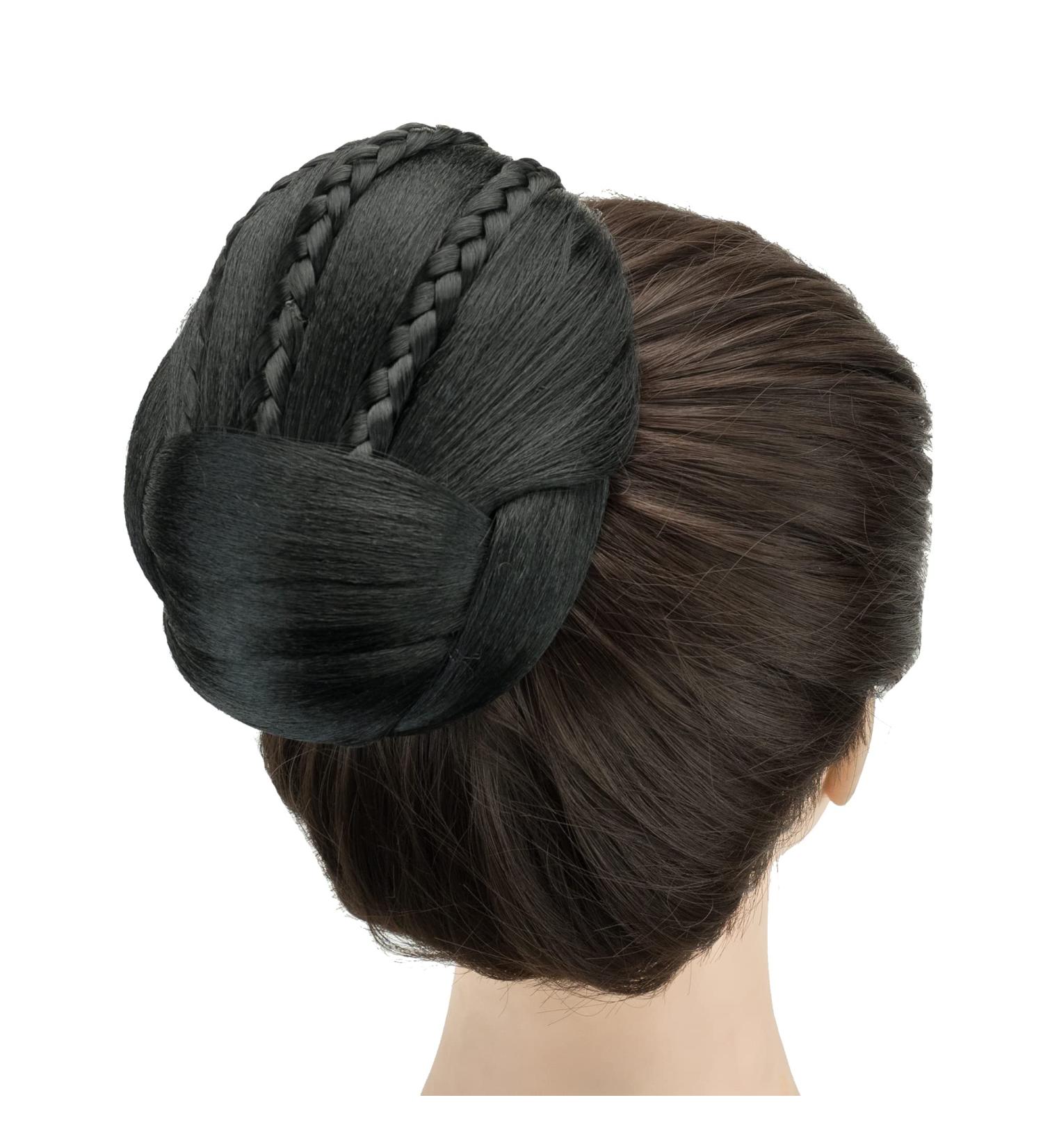 Imissu Braided Chignon Hair Cover & Donut Hair Tie - Updo Wig Clips for Wedding & Dance (M3 Black) - Buy Online on GoSupps.com