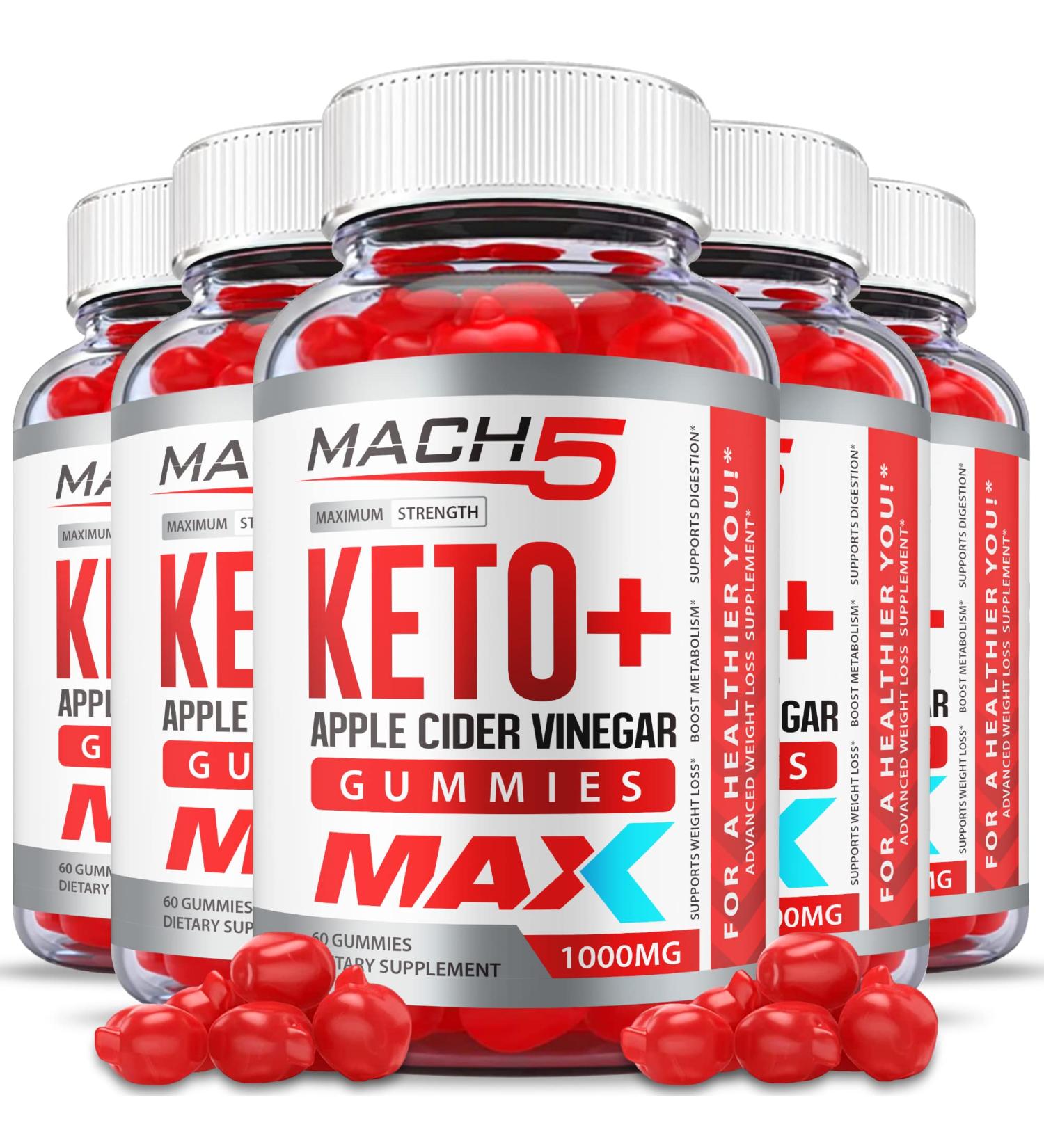 Mach5 ACV Keto Gummies - 5 Pack Max Strength - Apple Cider Vinegar & Beet Root Juice with Vitamin B12 (300 Gummies) - Buy Online on GoSupps.com