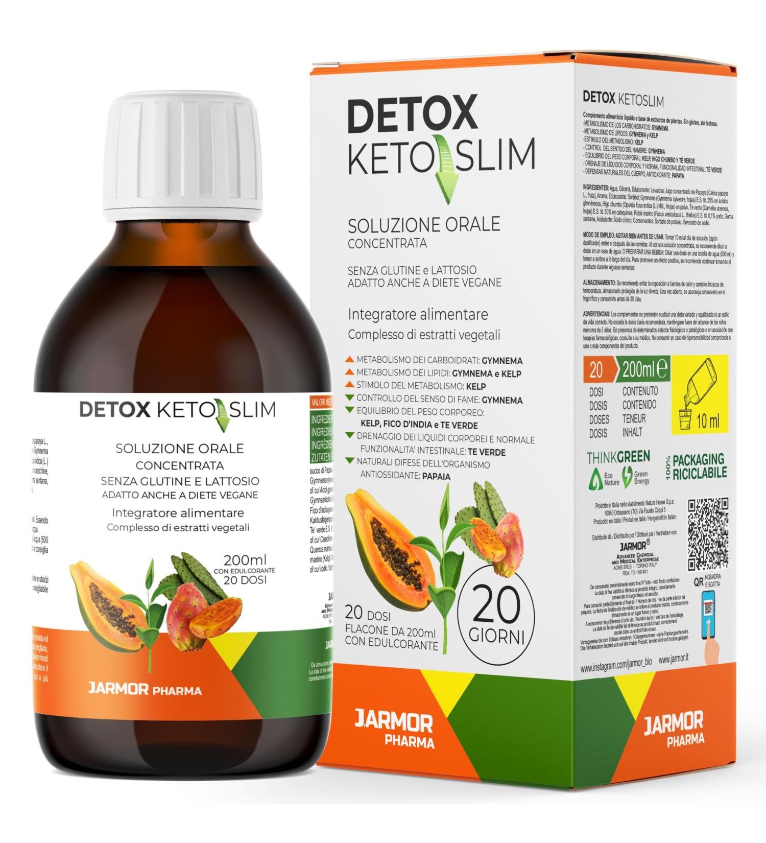 Detox Keto Diet Slim Syrup 200ml | Powerful Fat Burner | Weight Loss | Flat Stomach | Powerful Draining Water Retention | Slimming Supplements | J.Armor Pharma - Buy Online on GoSupps.com