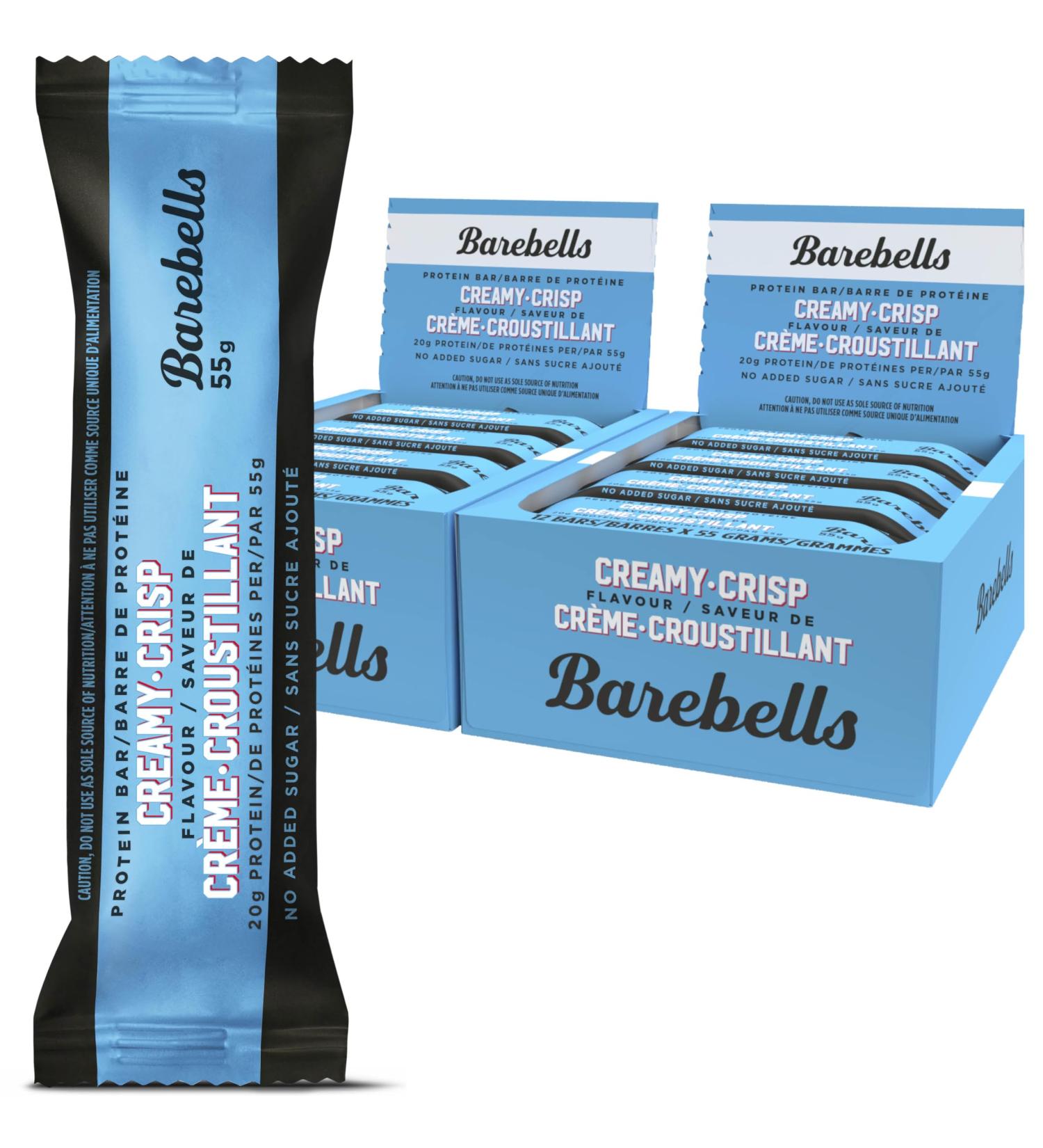 Barebells Protein Bars Creamy Crisp - 12 Count Pack of 2 - Protein Snacks with 20g of High Protein - Chocolate Protein Bar with 1g of Total Sugars - Perfect on The Go Protein Snack & Breakfast Bars Creamy Crisp 12 Count (Pack of 2) - Buy Online on GoSupps.com