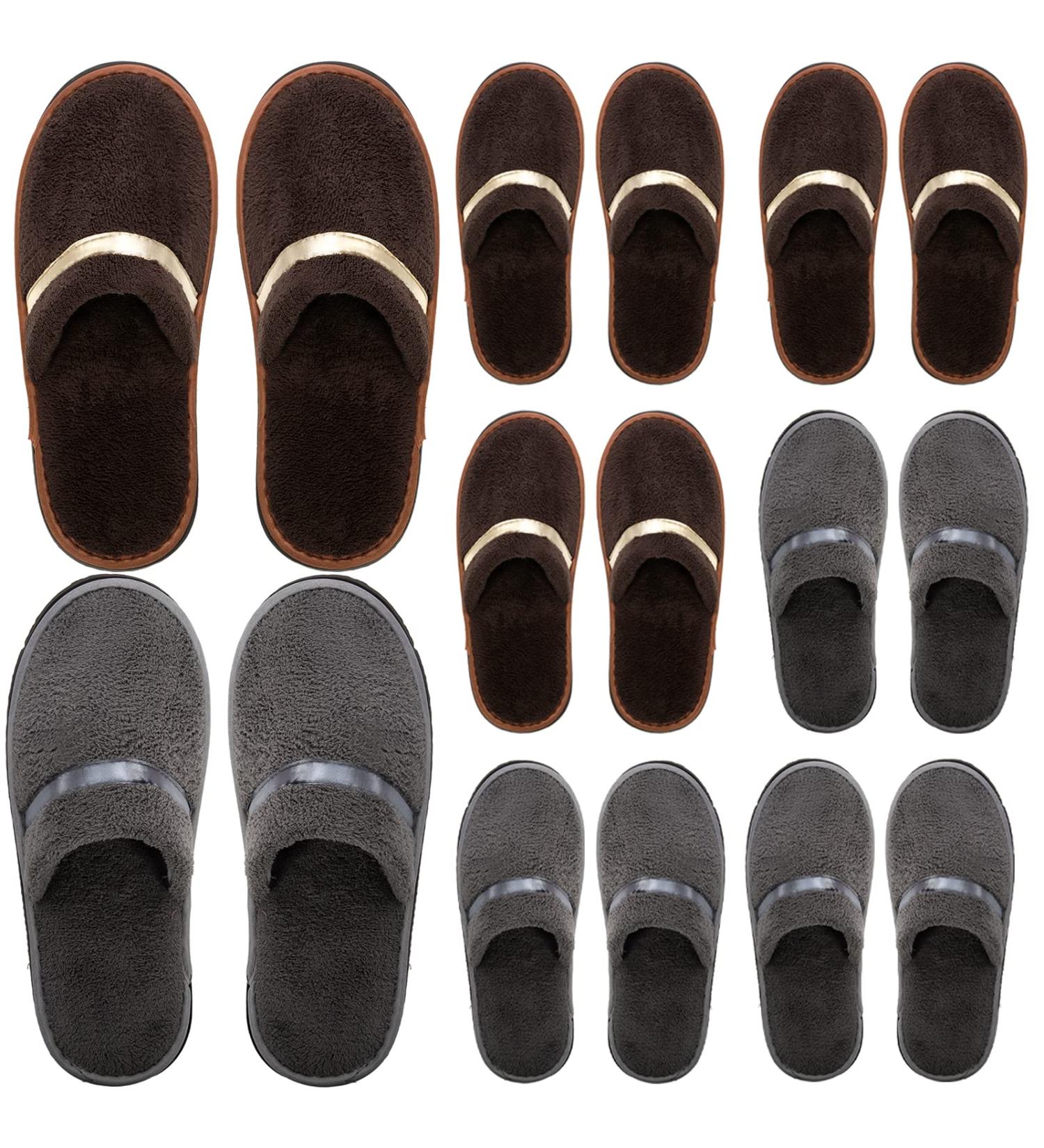 Youeon Men's Spa Slippers - 8 Pairs Non-Slip Disposable Coral Fleece Guest House Slippers - Buy Online on GoSupps.com