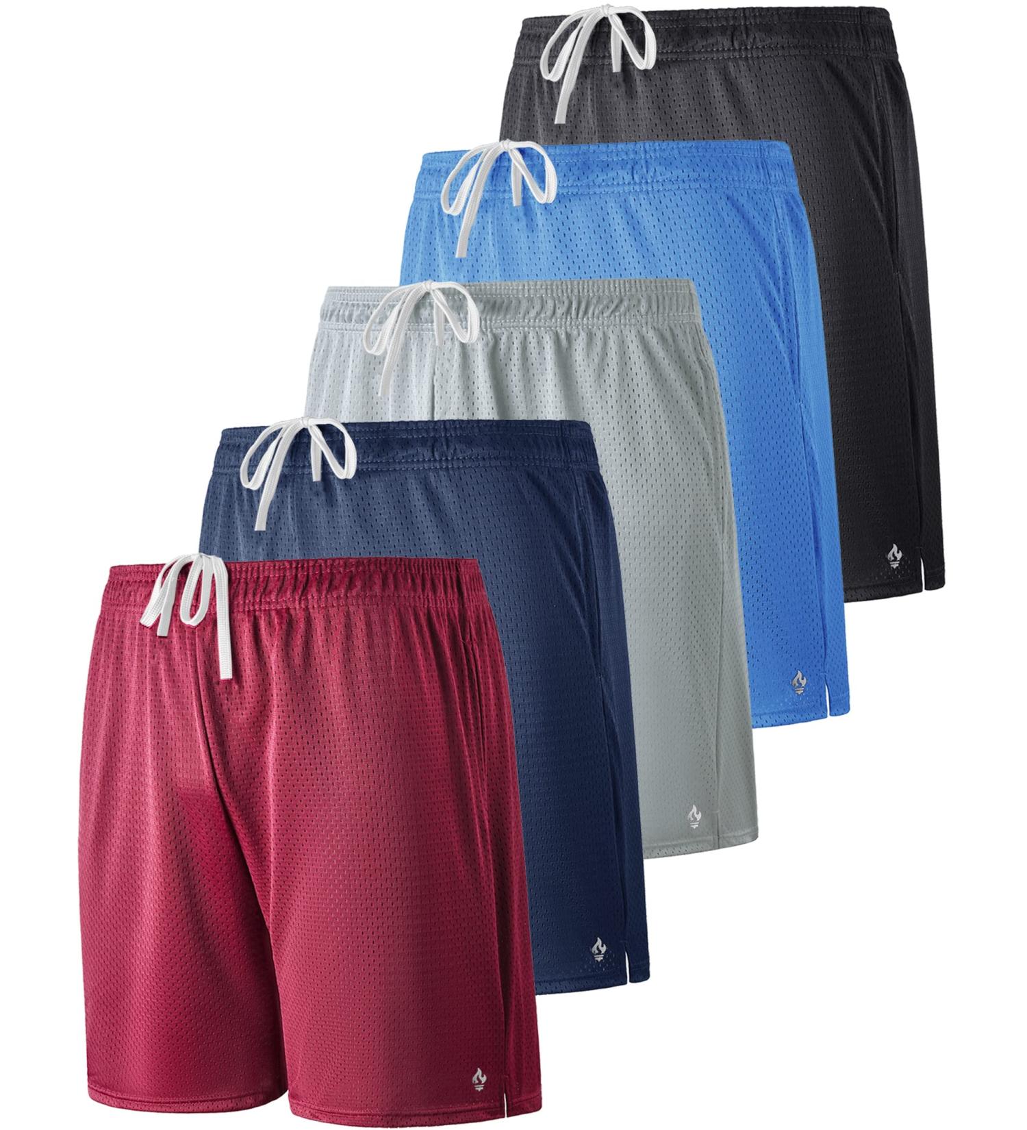 5 Pack Boys Athletic Shorts - Youth Basketball Apparel Set with Pockets - Large Size - Buy Online on GoSupps.com