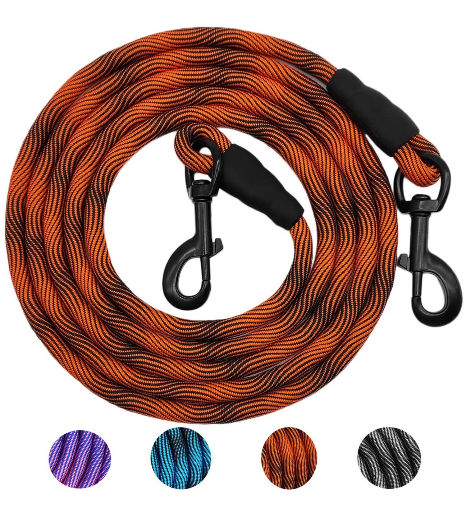 MayPaw 10FT Heavy Duty Dog Tie Out | Strong Nylon Training Lead for Small, Medium, Large Dogs | Indoor/Outdoor Walking, Camping, Hiking | 3/8-Inch Thick | Orange Black - Buy Online on GoSupps.com
