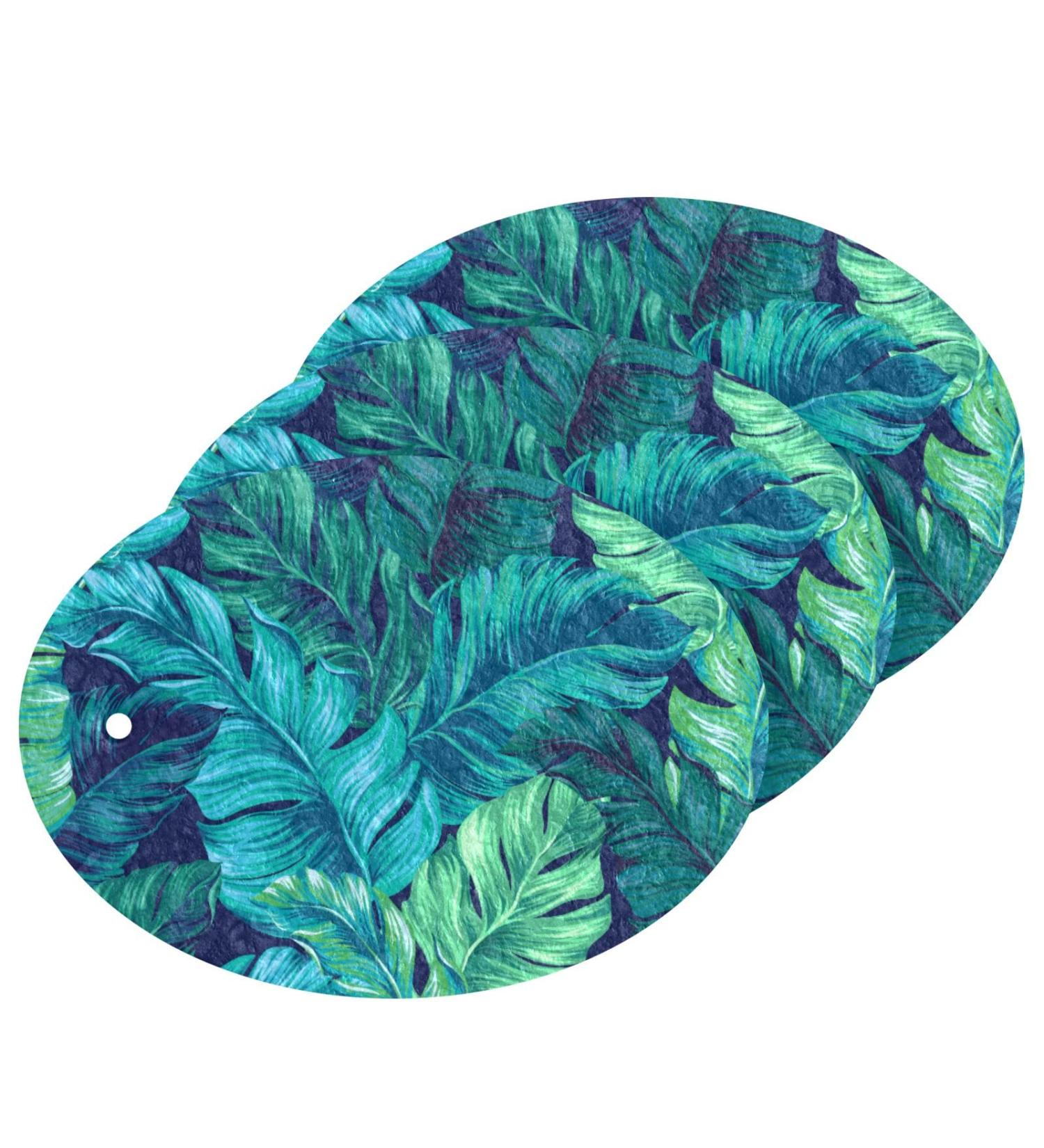 3-Pack Cleaning Kitchen Sponges Oval Green Leaves Kitchen Cellulose Dishwashing Wood Pulp Cotton - Buy Online on GoSupps.com