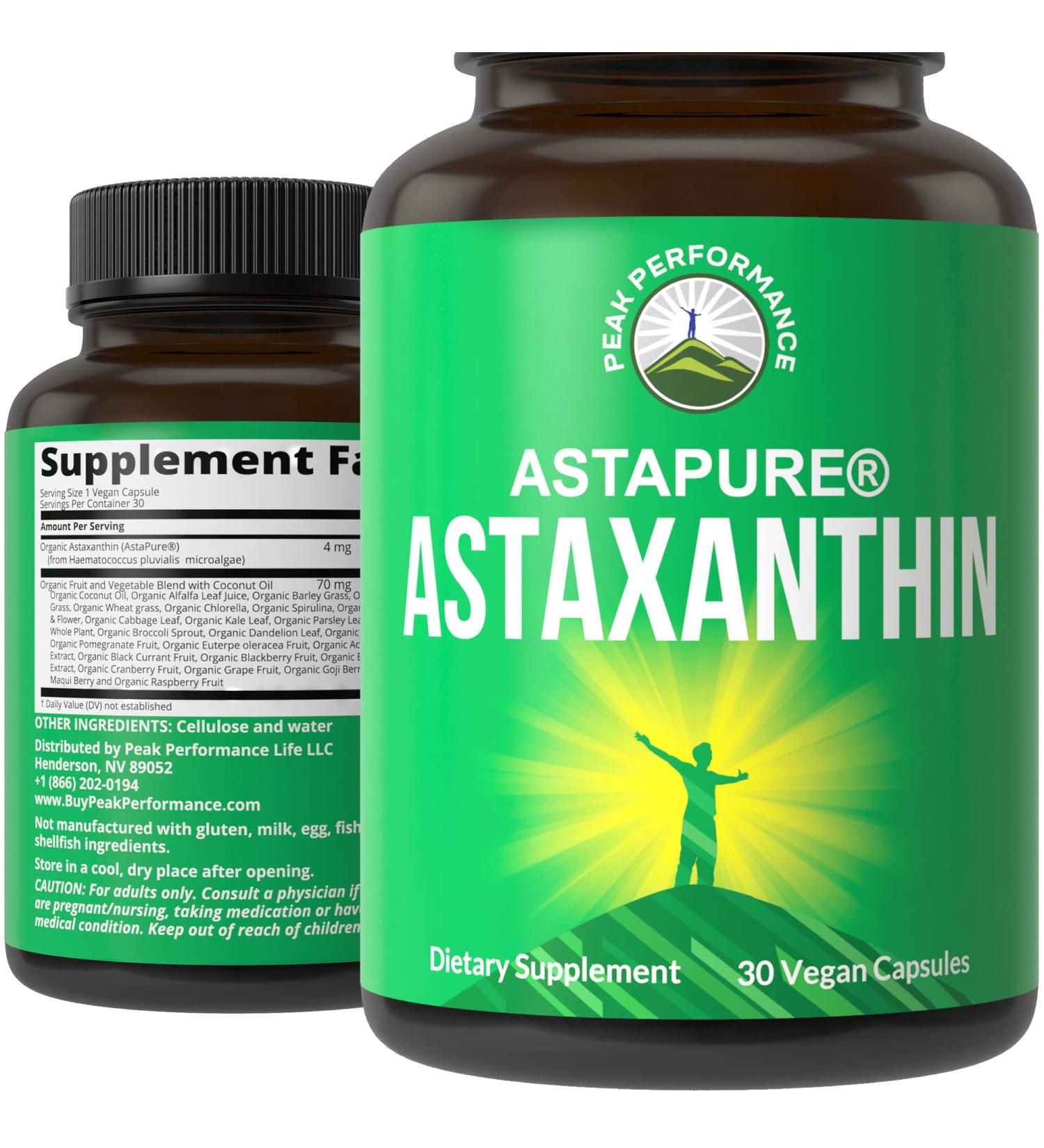 Vegan Astaxanthin Capsules with AstaPure & Coconut Oil for Max Absorption - 4mg to 12mg per Serving - Buy Online on GoSupps.com