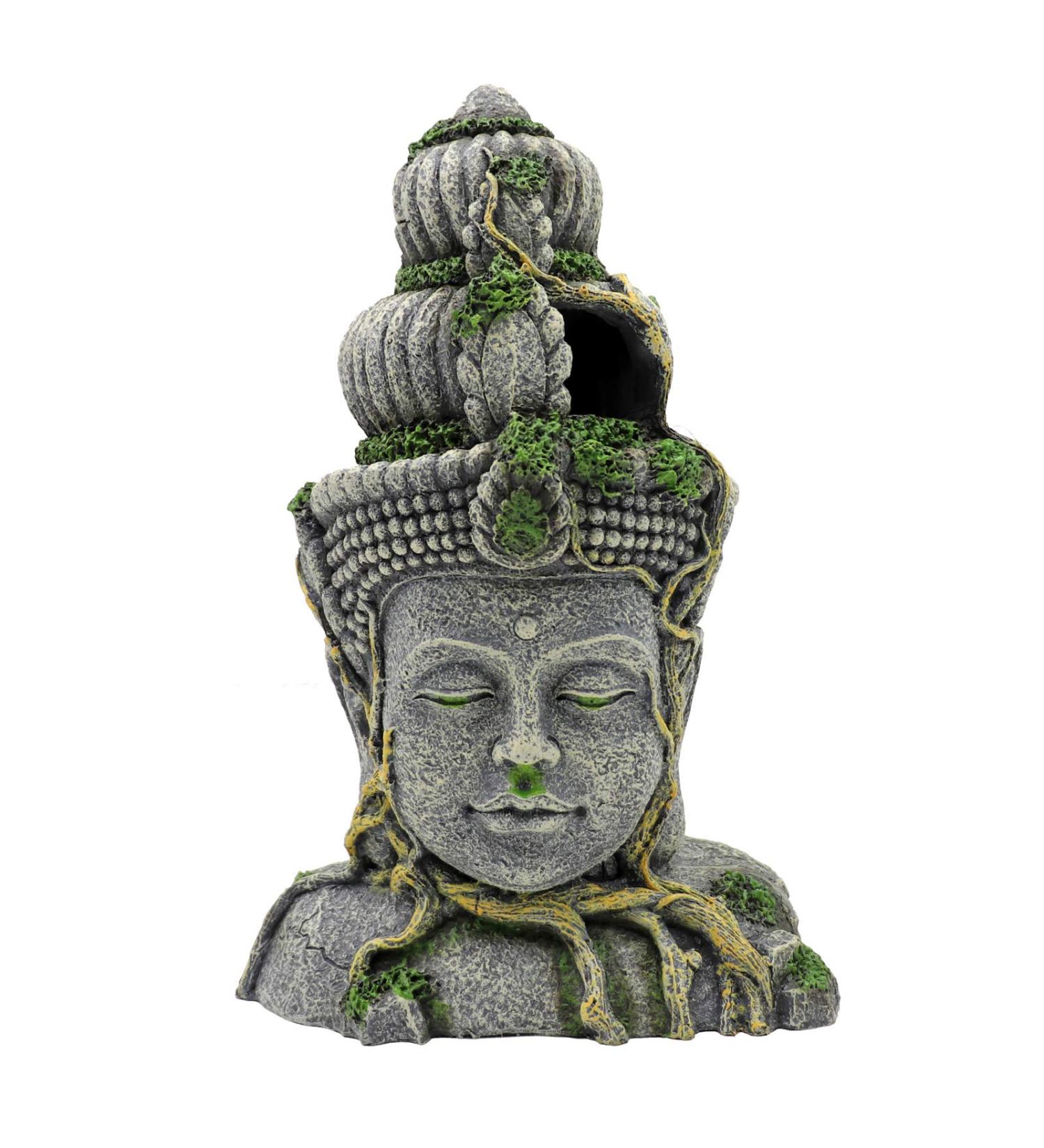 Large Muyirted Buddha Aquarium Decoration Cave | Green Moss Plant Covered Stone Ornament for Aquariums - 27 - Buy Online on GoSupps.com