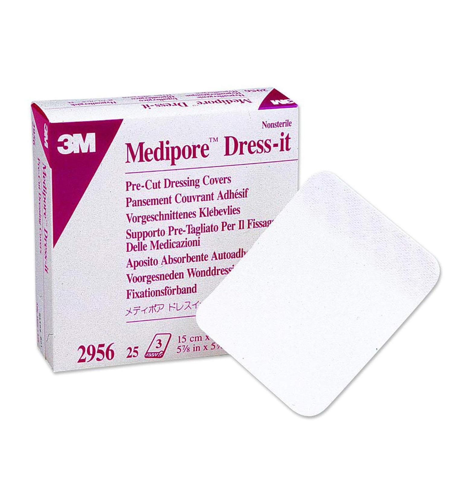 3M Medipore Dress-It Pre-Cut Dressing Covers - 5-7/8 x 5-7/8 - Box of 25