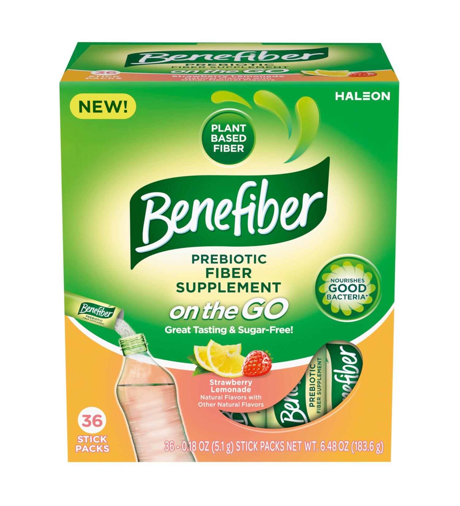 Benefiber Fiber Supplement, Strawberry Lemonade, On The Go Stick Packs, 36 Count 6.48 Ounce (Pack of 1) - Buy Online on GoSupps.com