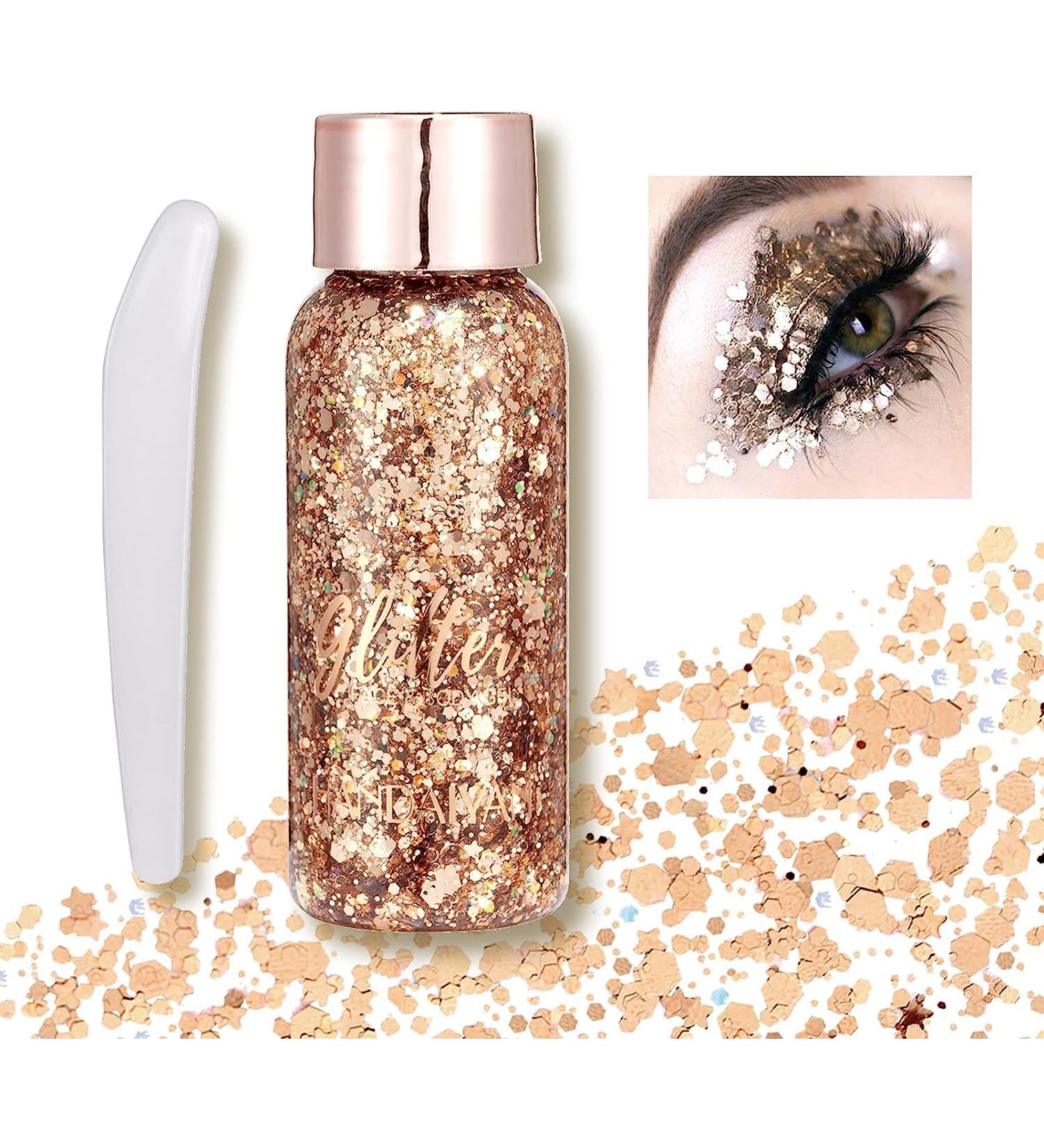 Body Glitter Gel Face Glitter Mermaid Chunky Glitter Hair Glitter Body Festival Glitter Eyeshadow Sequins Glitter for Face Body Eye Hair Nails Makeup Long Lasting Sparkling(Rosegold) 107#RoseGold - Buy Online on GoSupps.com