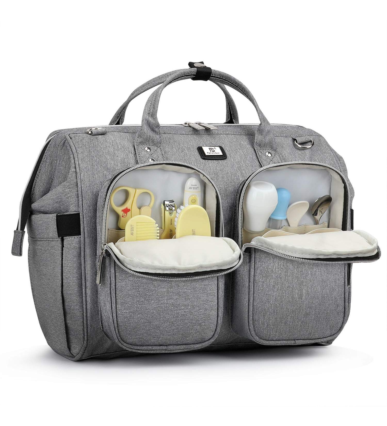 Pomelo Best Baby Changing Bag with Pram Clips and Changing Mat Grey - Buy Online on GoSupps.com