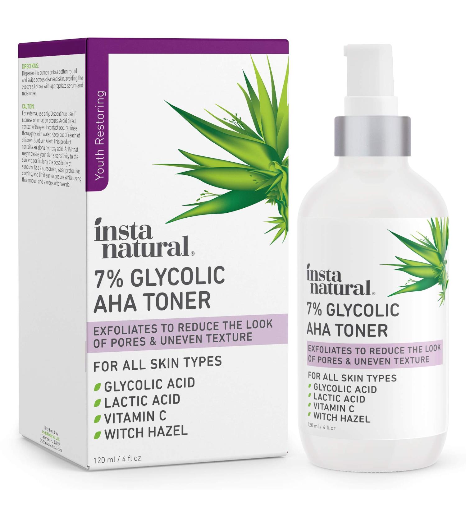 InstaNatural 7% Glycolic AHA Toner | Exfoliate & Refresh | 4 fl oz - Buy Online on GoSupps.com