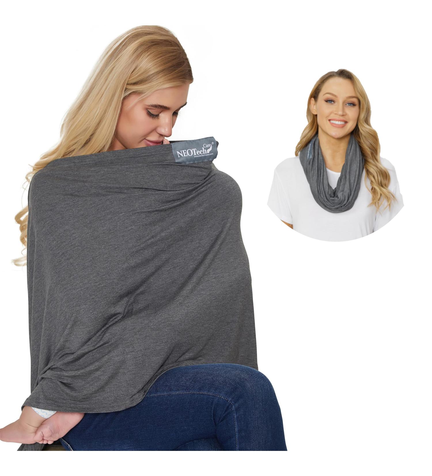 NeoTech Care Baby Nursing Cover Breastfeeding Scarf - Soft Gray Fabric - Buy Online on GoSupps.com