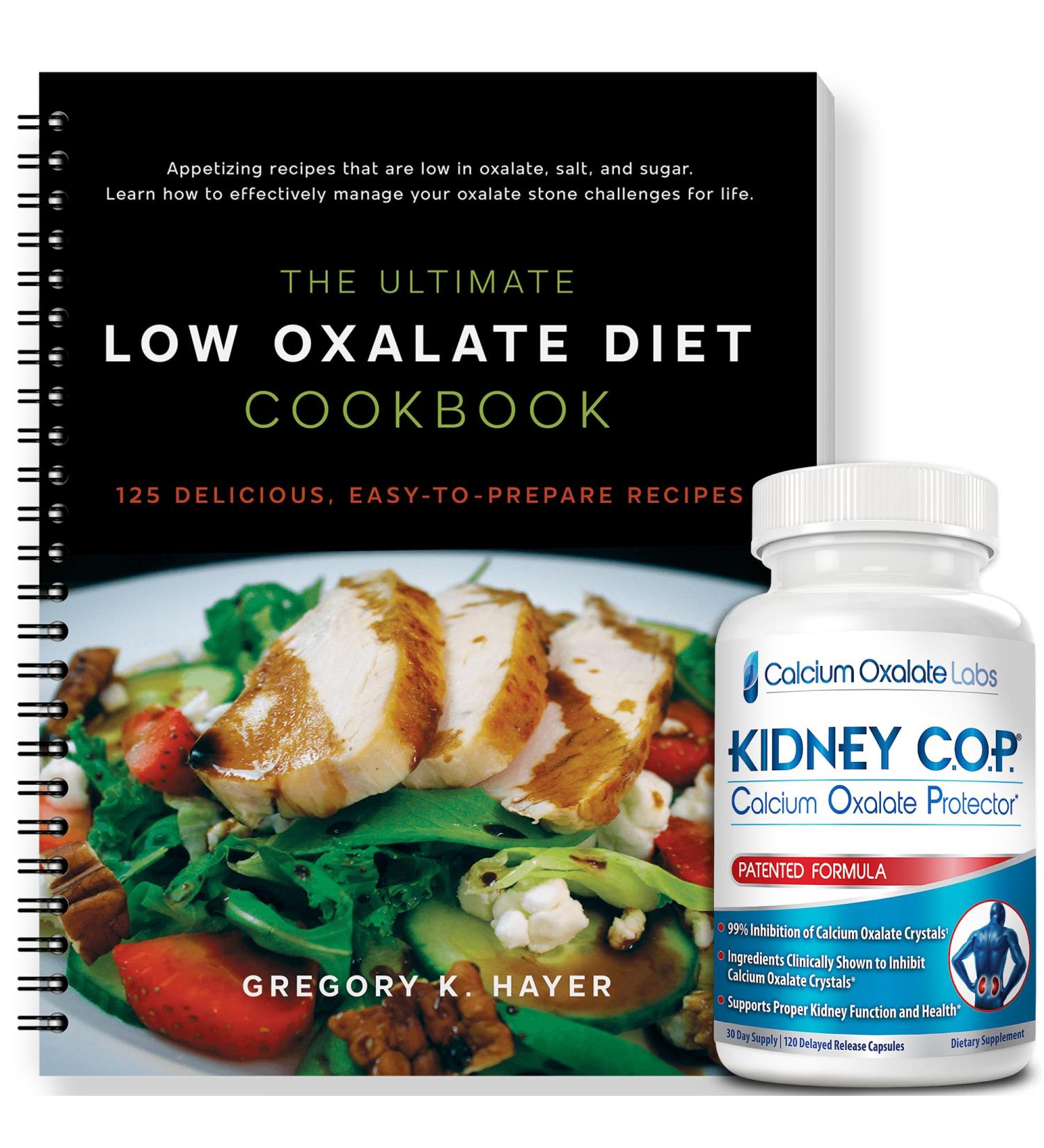 KIDNEY C.O.P. Calcium Oxalate Protector 120 Capsules Patented Kidney Support for Calcium Oxalate Crystals Stop Recurrence (Starter Pack - (120 Caps) and 1 Ultimate Low Oxalate Diet Cookbook) - Buy Online on GoSupps.com