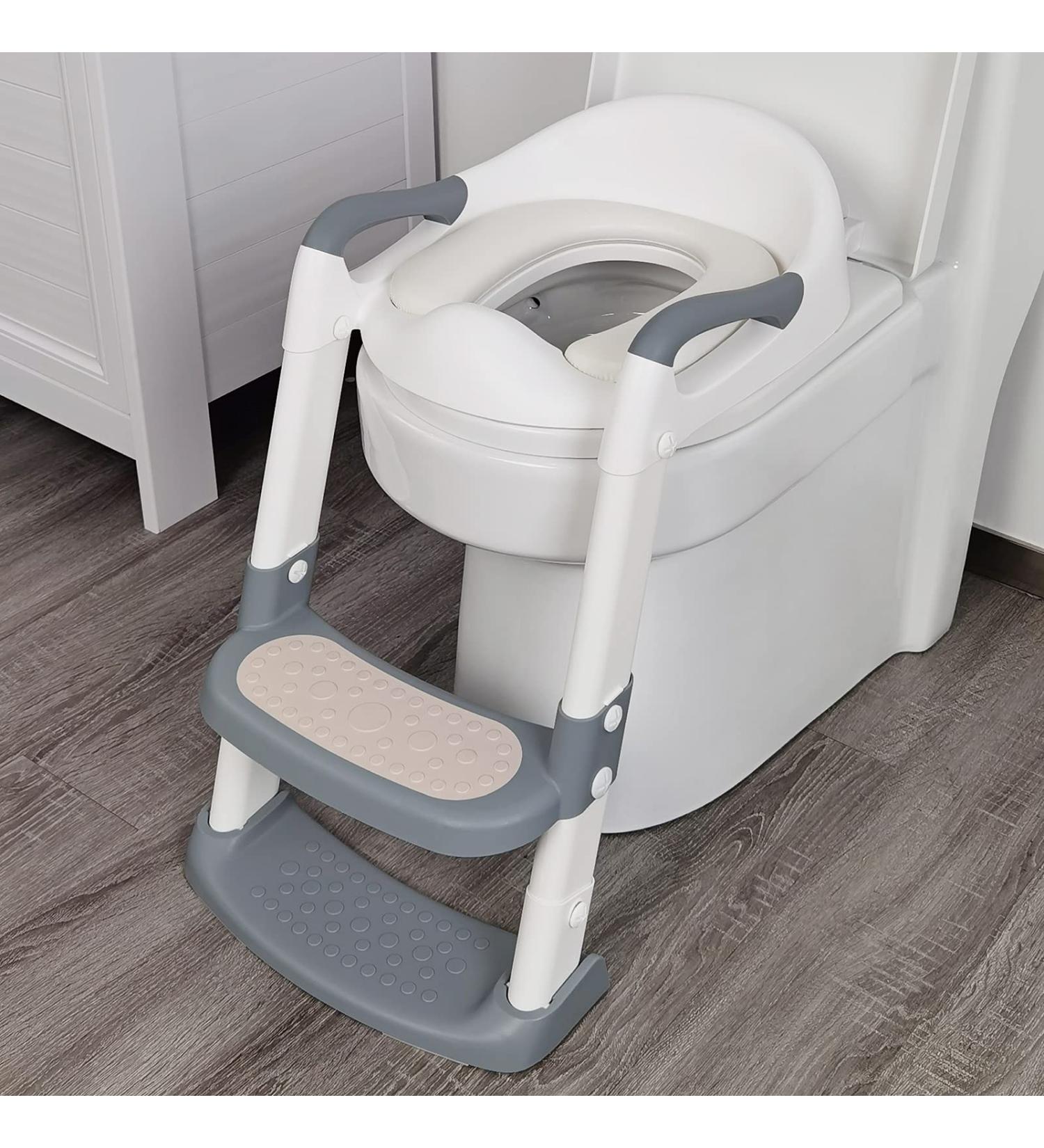 Potty Training Seat with Step Stool Ladder - Comfortable Toilet Seat for Kids Boys Girls Toddlers - Anti-Slip Pads - Grey - Buy Online on GoSupps.com