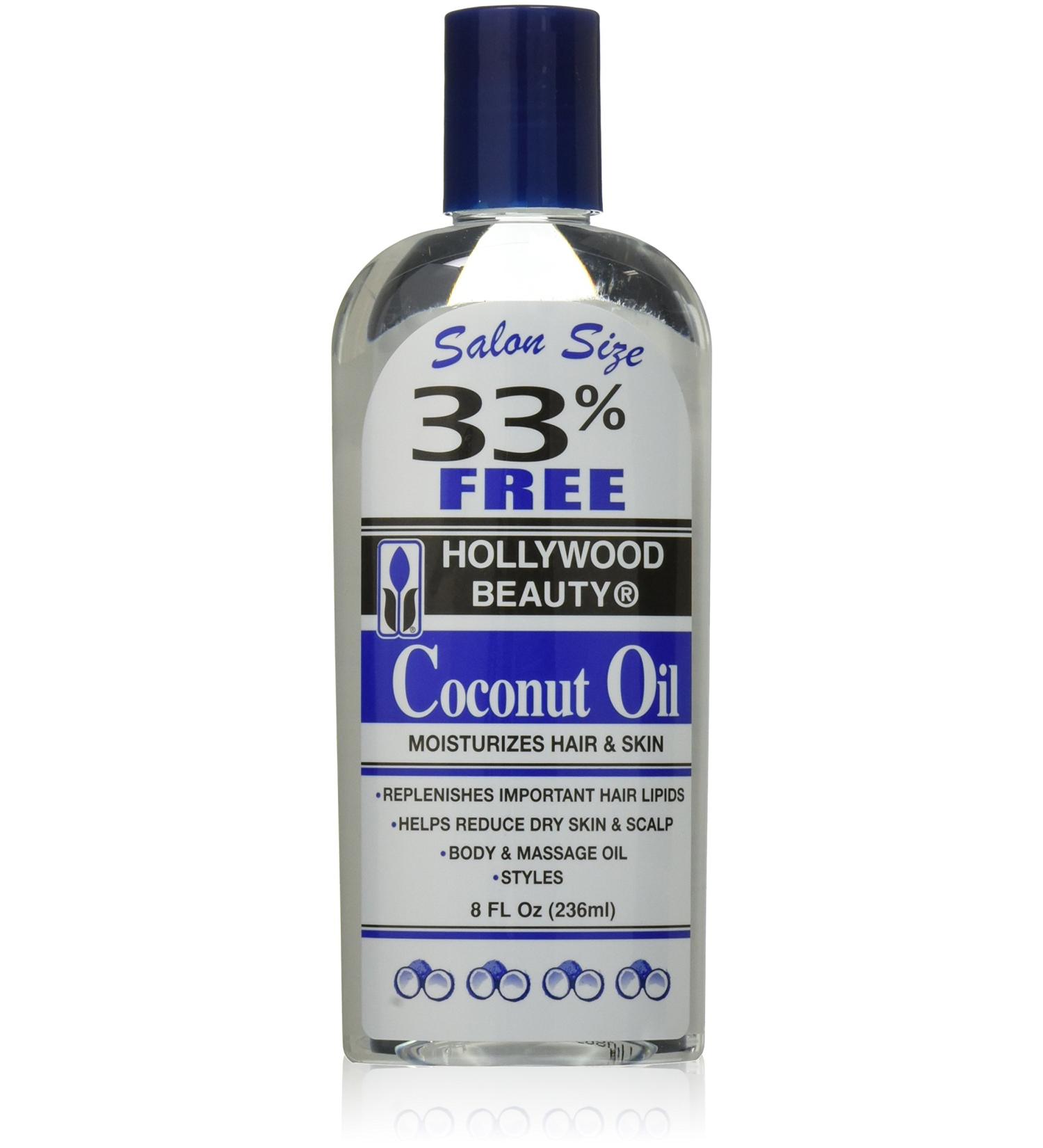 Hollywood Beauty Coconut Oil 8 oz - Moisturizes Hair & Skin - Pack of 1 - Buy Online on GoSupps.com
