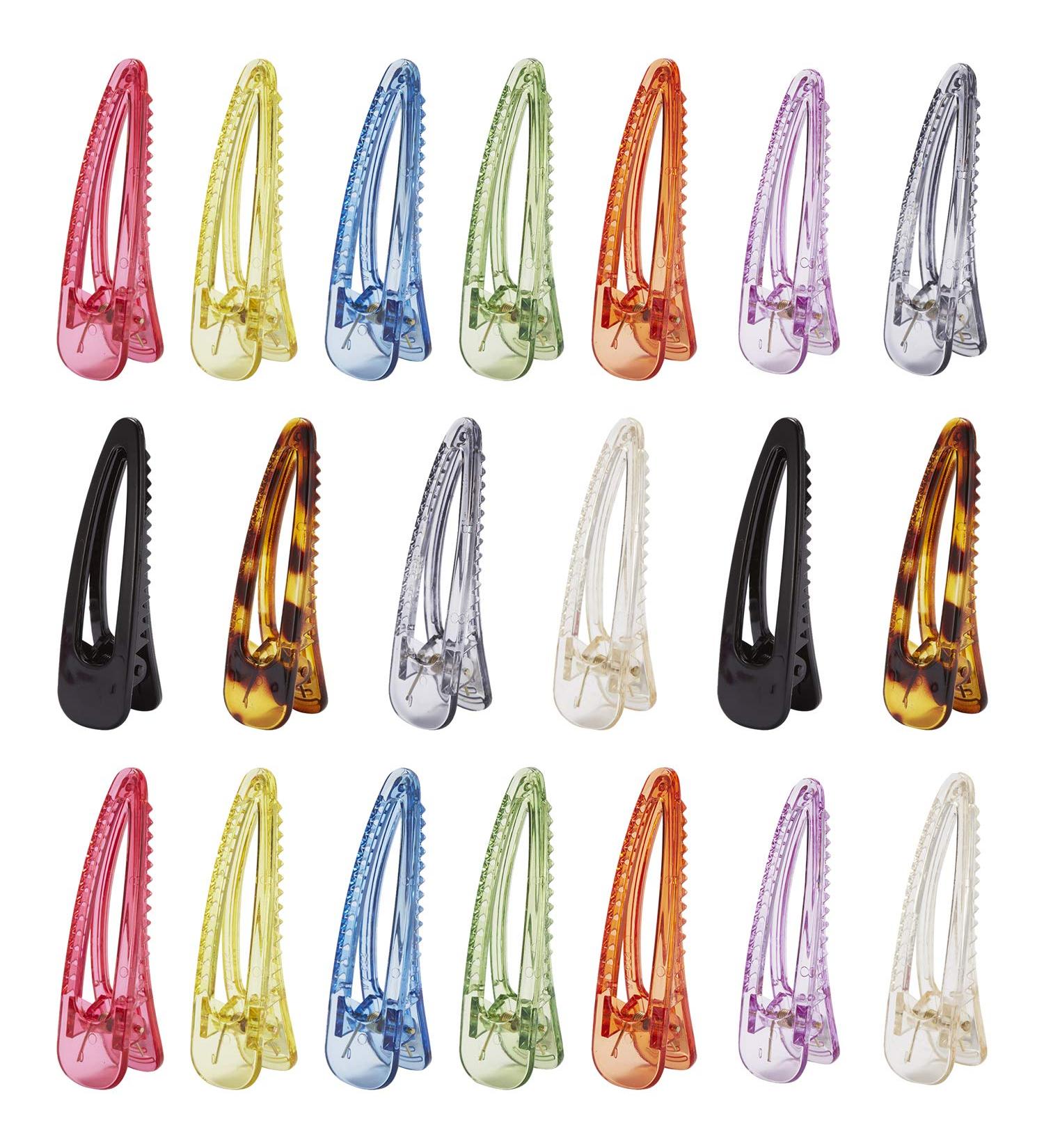 20 Pack Large Geometric Clear Acrylic Resin Hair Clips - Vintage Candy Colors - Leopard Snap Duckbill Alligator Barrettes - Buy Online on GoSupps.com