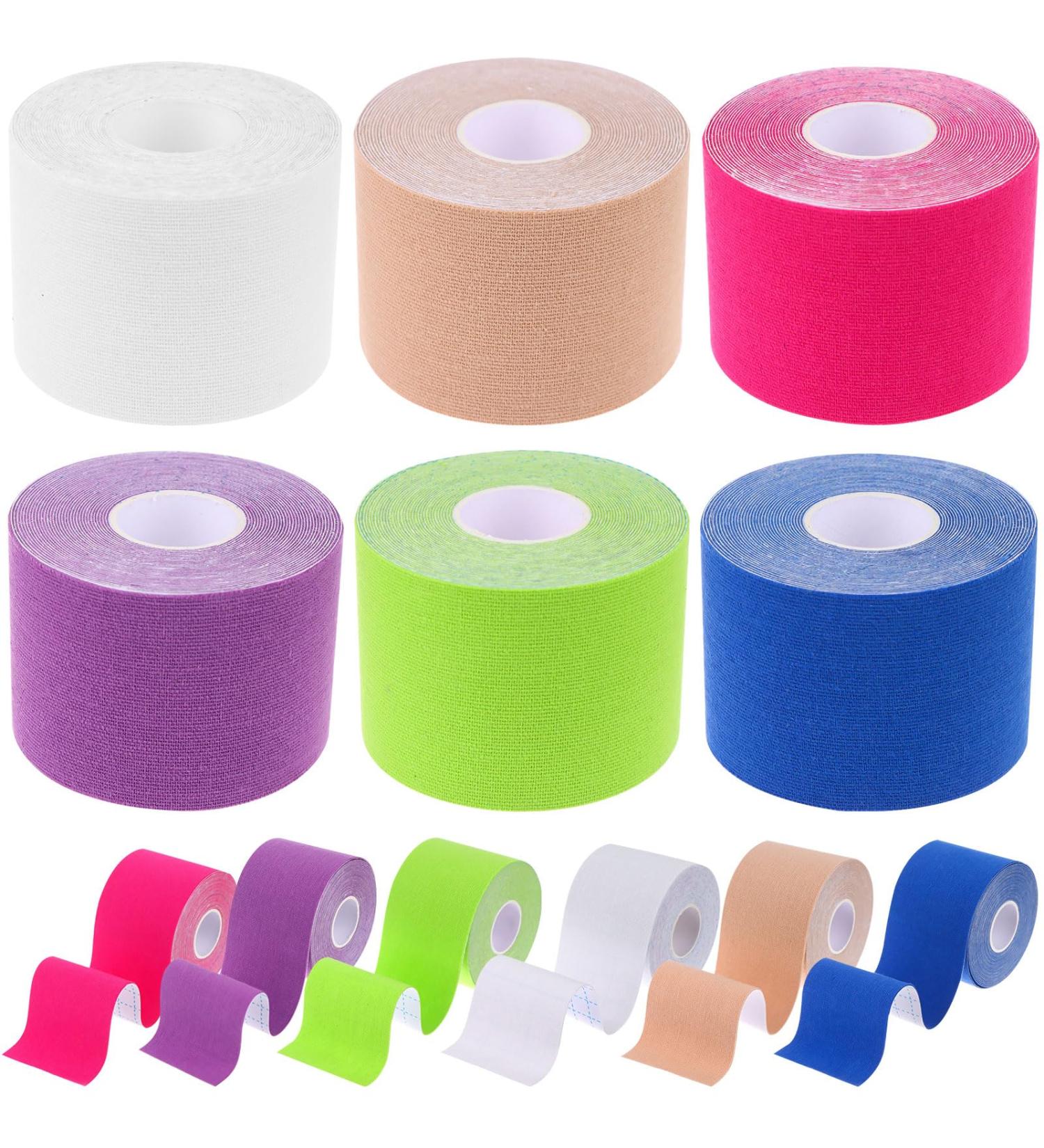 craftshou 6 Rolls Kinesiology Tape Waterproof Athletic Tape Breathable Elastic Sports Physio Tape for Muscle Elbow Knee Shoulder Ankle Pain Relief White - Buy Online on GoSupps.com