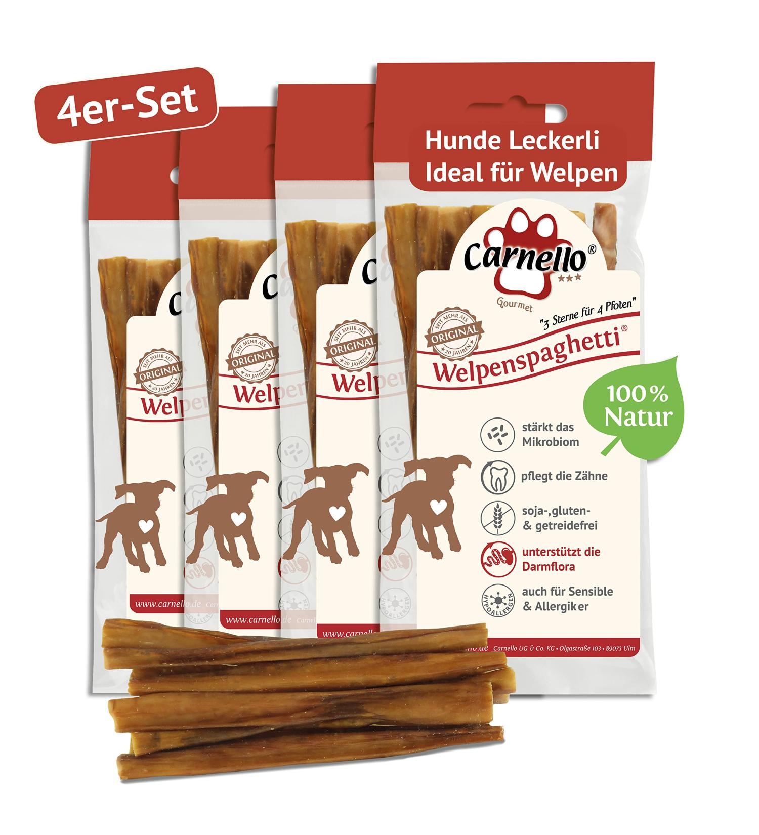 Carnello Hundeleckerli for Small Dogs - Grain-Free Puppy Spaghetti Treats | Healthy Dog Snacks (4 x 30g Pack) - Buy Online on GoSupps.com