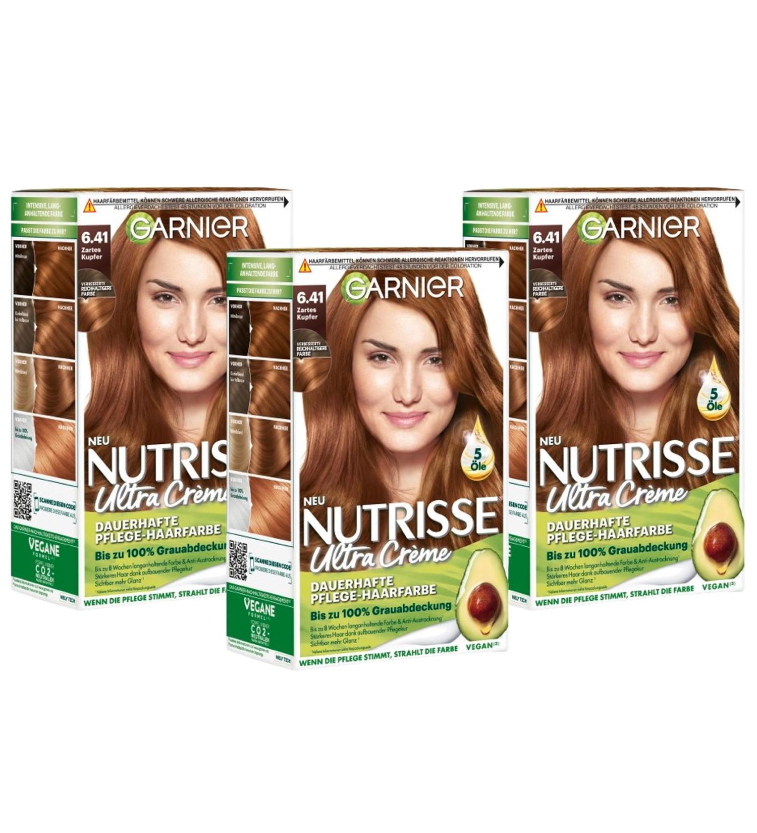 Garnier Nutrisse Permanent Hair Color - Bright Amber 64 (3 Pack) | Nourishing Color with 5 Oils - International Shipping - Buy Online on GoSupps.com