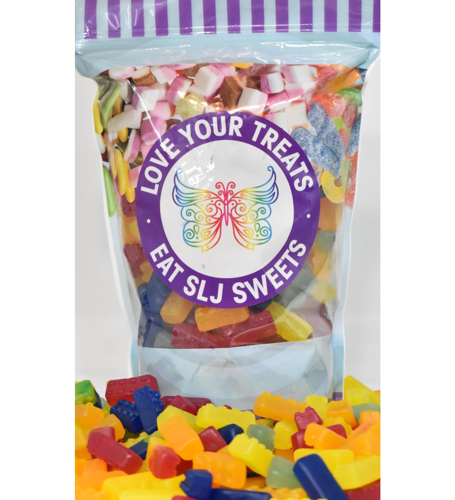 Large 1kg Resealable Pouch of VEGAN Building Block Sweets Gummy Candy