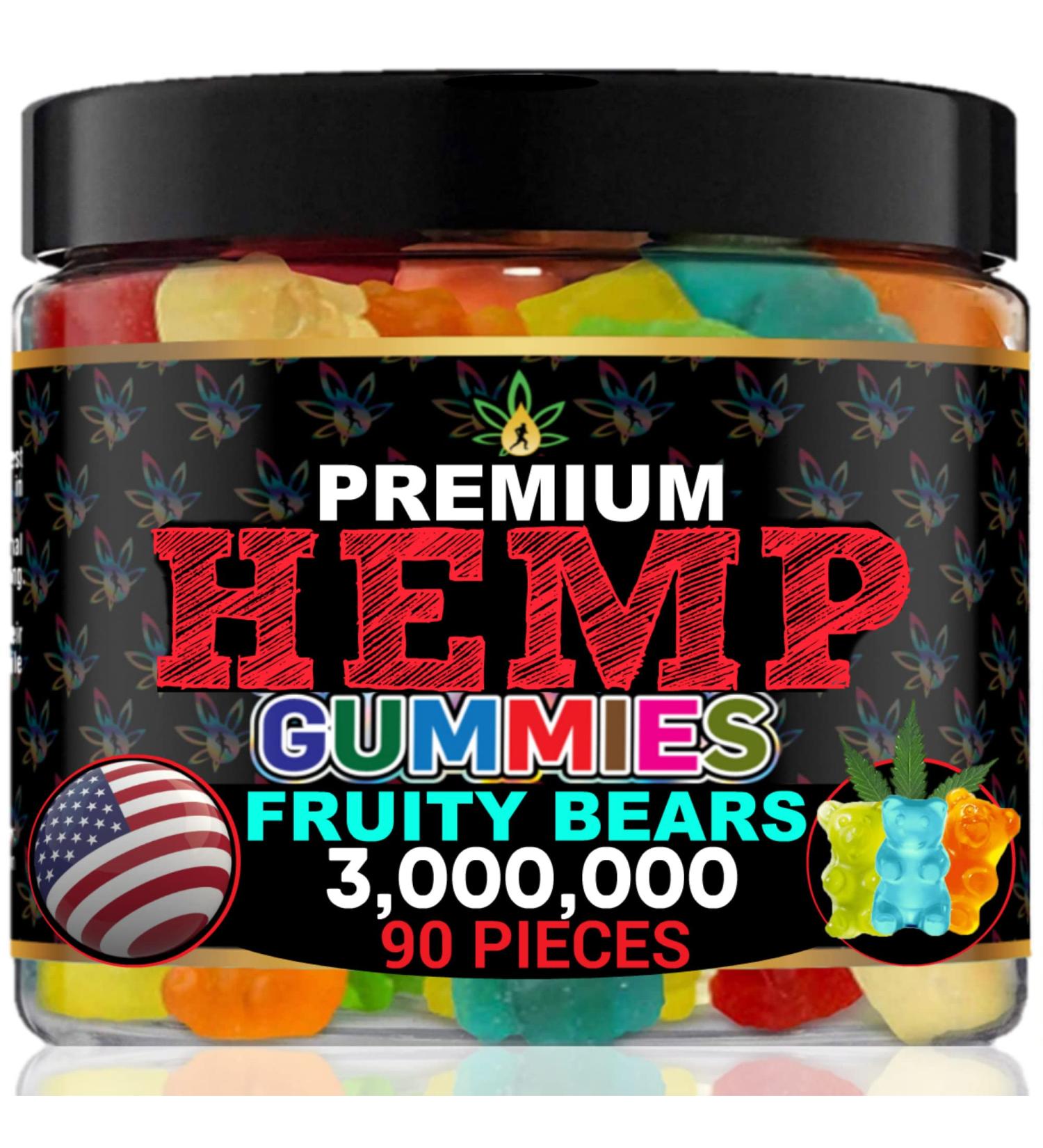 Premium Healthergize Hemp Gummies for Sleep, Joints, Relaxation & Relief - Natural Hemp Party with 90 Fruity Bears - Made in USA - Buy Online on GoSupps.com