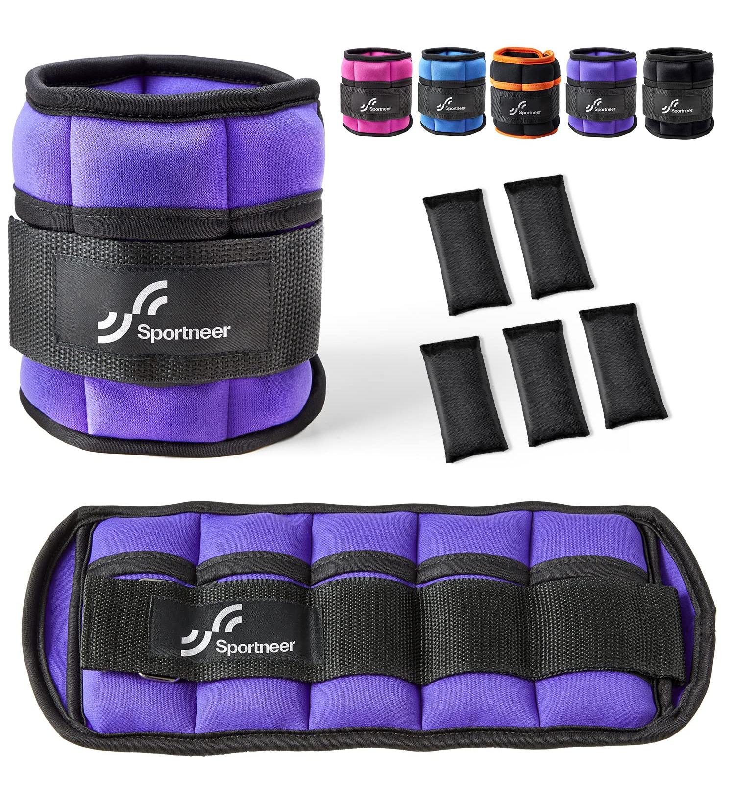 Adjustable Ankle Weights Set - 0.23kg to 0.9kg Foot/Wrist Weight Cuffs - Purple | International Shipping - Buy Online on GoSupps.com