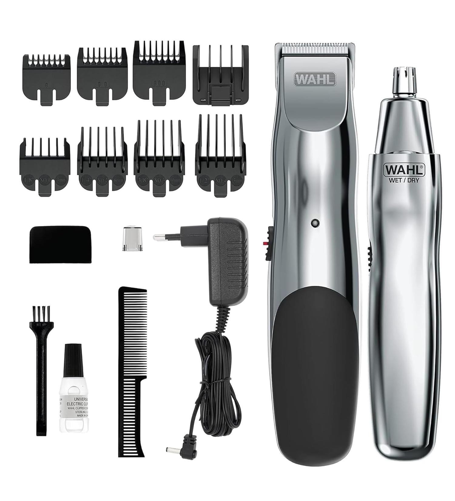 Wahl Groomsman Rechargeable Beard Trimmer Set for Mustache Light detail work and body grooming with the bonus WetDry battery Nose trimmer - Buy Online on GoSupps.com