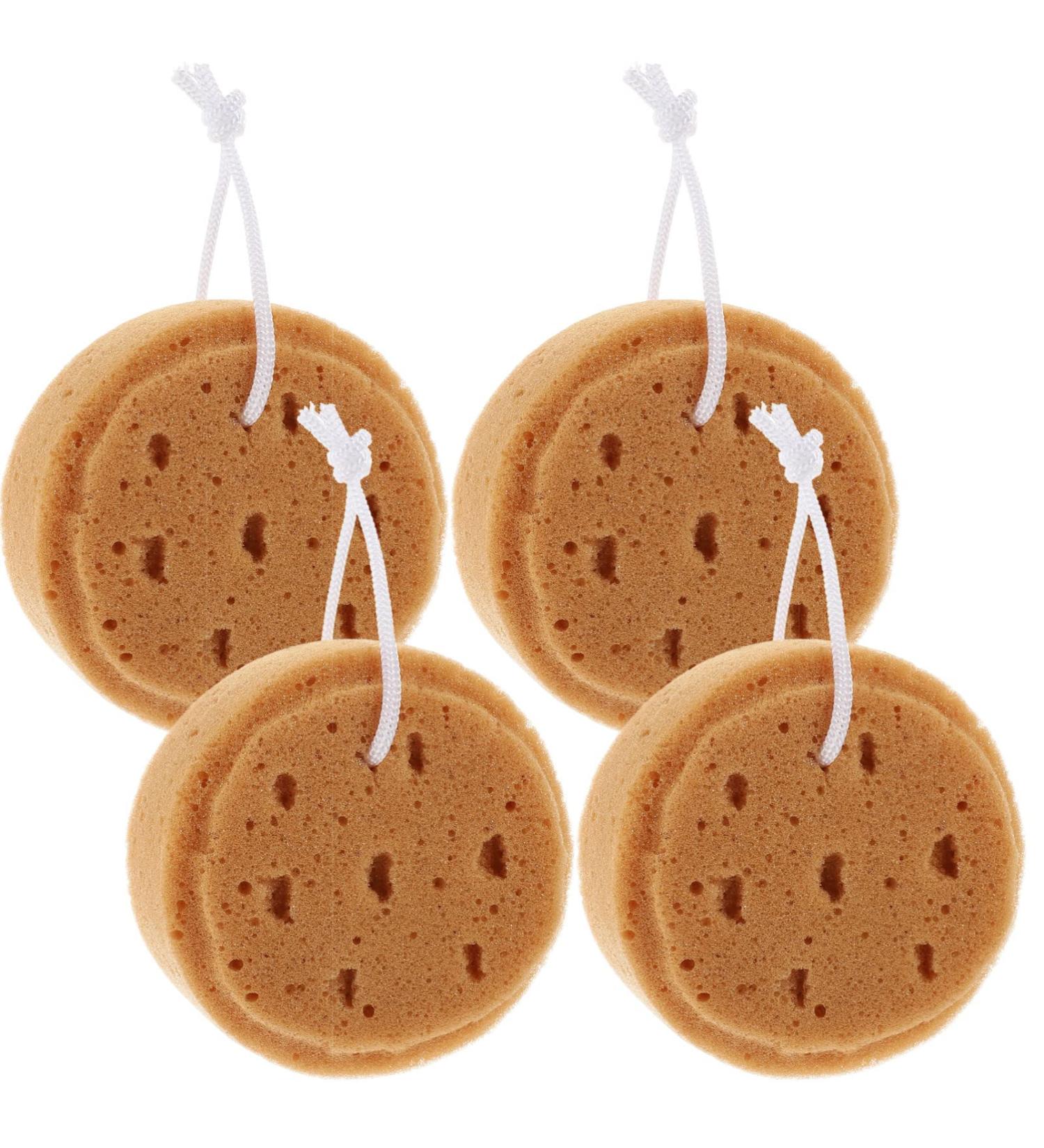 FRCOLOR Exfoliating Bath Sponge Shower Brush 4pcs Set for Soft Skin Cleaning - Body Scrubberwash for Women, Men, and Kids - Buy Online on GoSupps.com