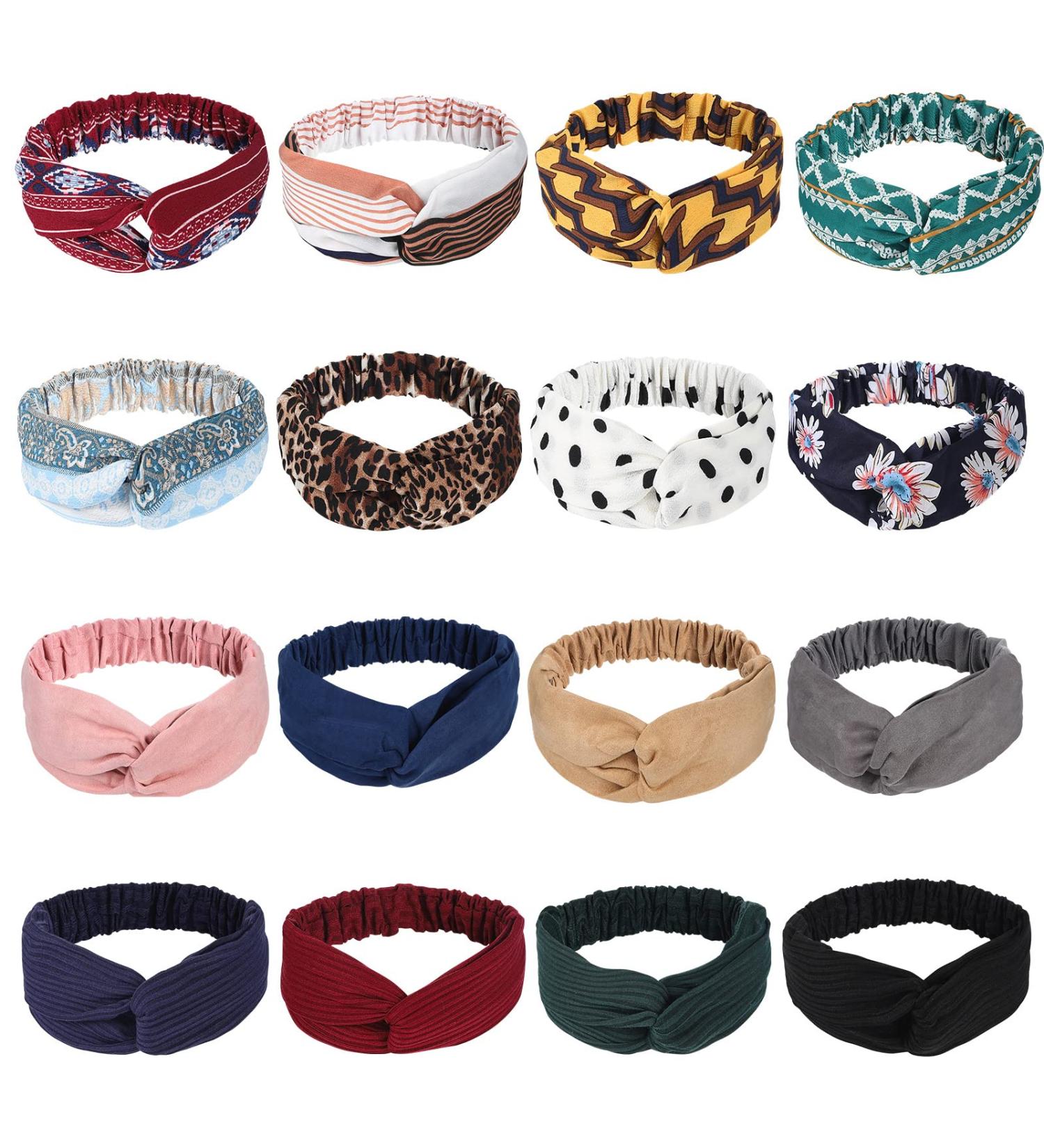 16 Pcs Boho Headbands for Women - Meartchy Vintage Floral Twisted Head Bands - Elastic Head Wrap Hair Accessories - Buy Online on GoSupps.com