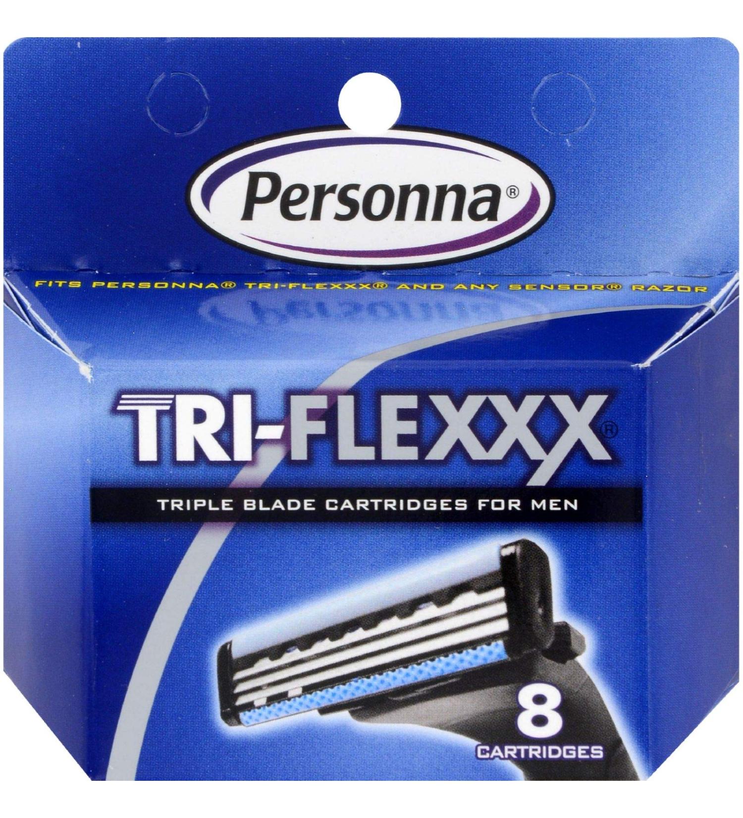 Tri-flexxx Cartridges - For all Gillette Sensor and Personna Tri-flexxx Razors - 8 Ea