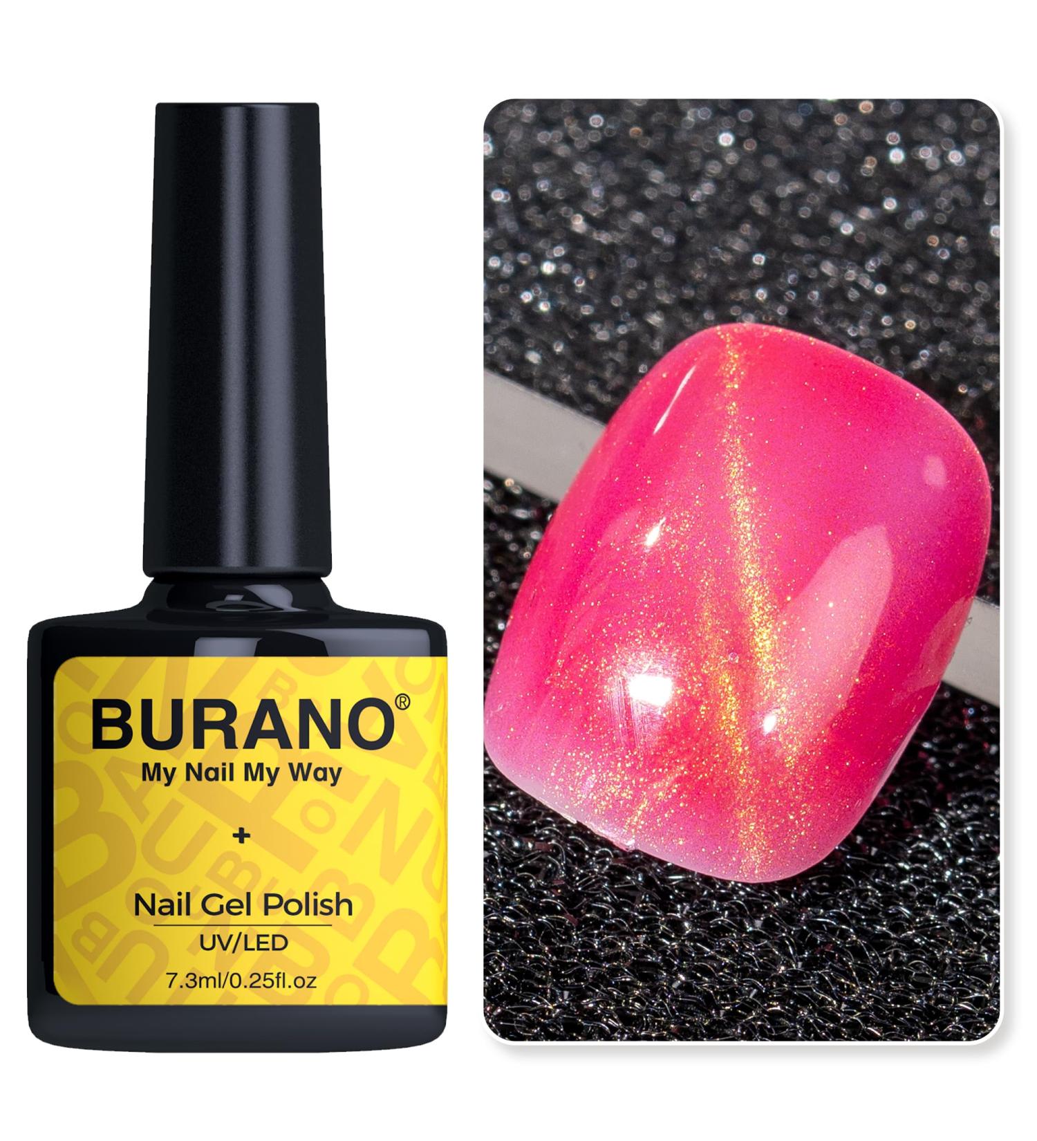 BURANO Cat Eye Gel Nail Polish 7.3ml Soak Off UV LED Glitter Magnetic Gel Nail Polish Holographic Cateye Gel Polish for Women DIY Home (MY21) - Buy Online on GoSupps.com