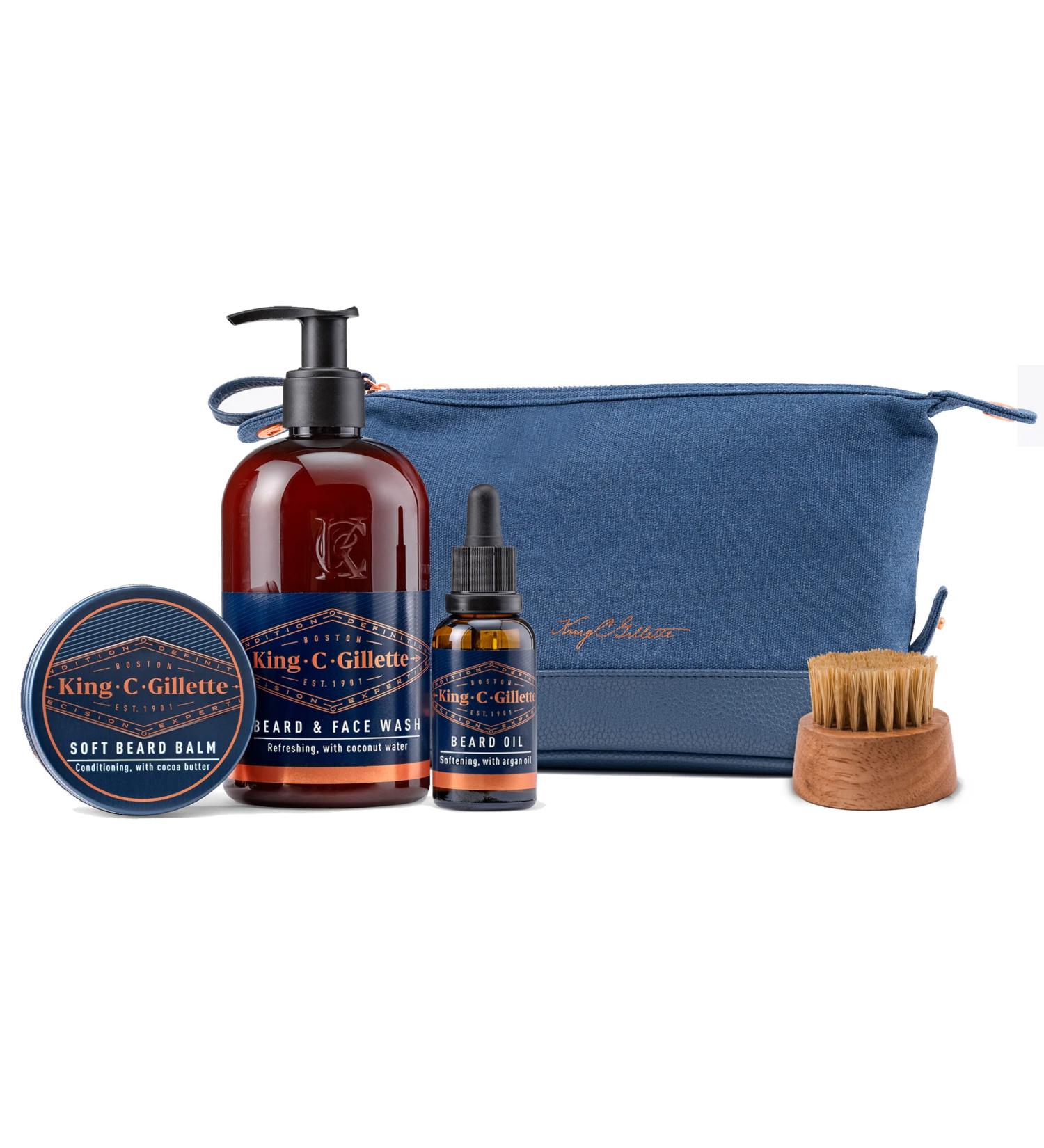 King C. Gillette Men's Beard Care Gift Set | 4-Piece Beard Wash, Oil & Balm Kit - Buy Online on GoSupps.com