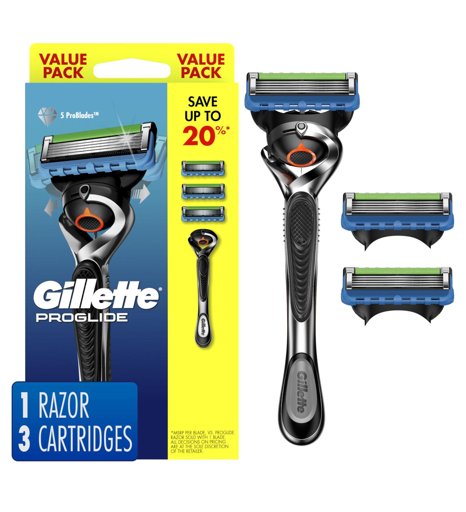 Gillette ProGlide Mens Razor 1 Razor Handle 3 Razor Blade Refills Razor +3 Refills - Buy Online on GoSupps.com