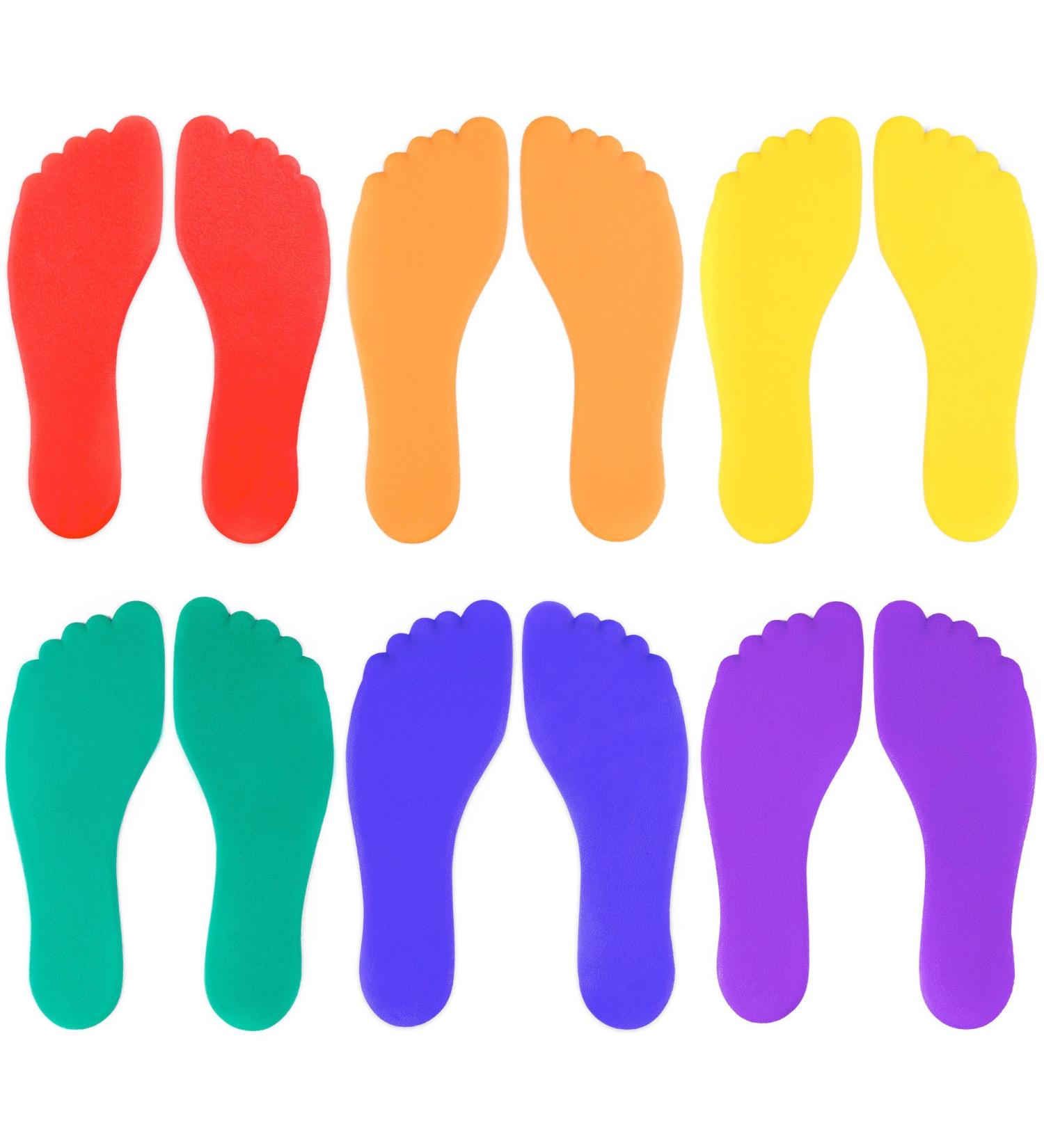 K-Roo Sports Set of 6 Colorful Foot-Shaped Floor Markers - Non-Slip Rubber Footprints in Mesh Bag for Dance, Karate & Activities - Buy Online on GoSupps.com